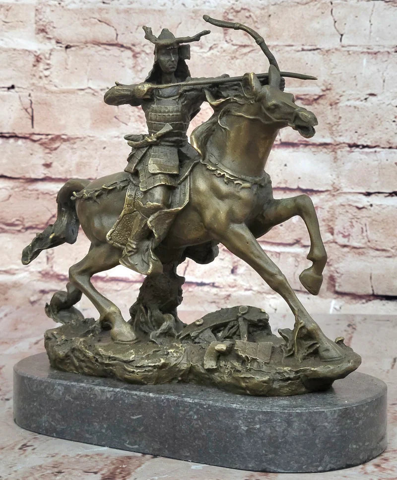 Bronze samurai warrior statue showcasing traditional Japanese armor and craftsmanship