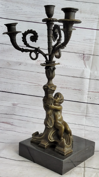 bronze antique candle holder