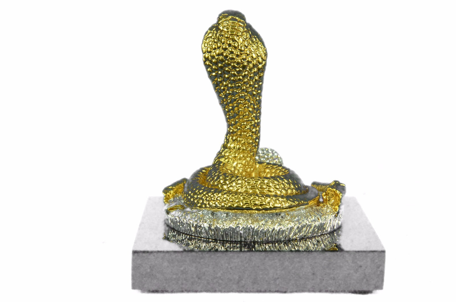 Hand Crafted 14K Gold Bronze Cobra Snake Sculpture Hot Cast Figurine Figure Deal