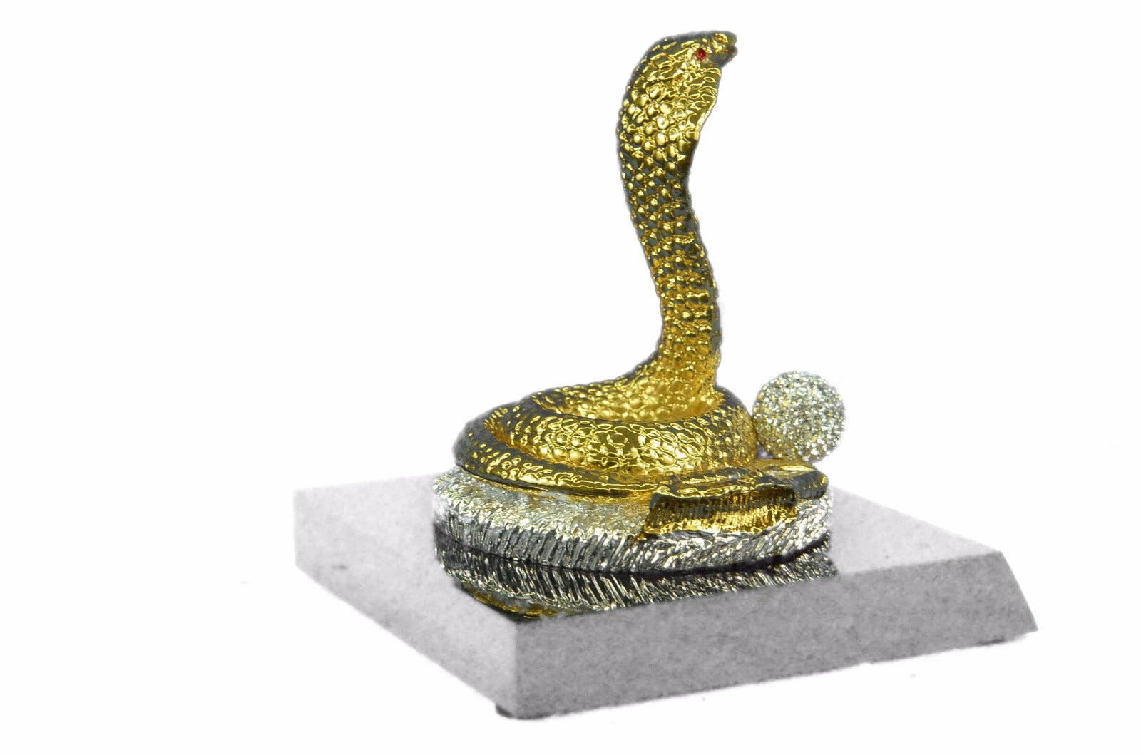 Hand Crafted 14K Gold Bronze Cobra Snake Sculpture Hot Cast Figurine Figure Deal