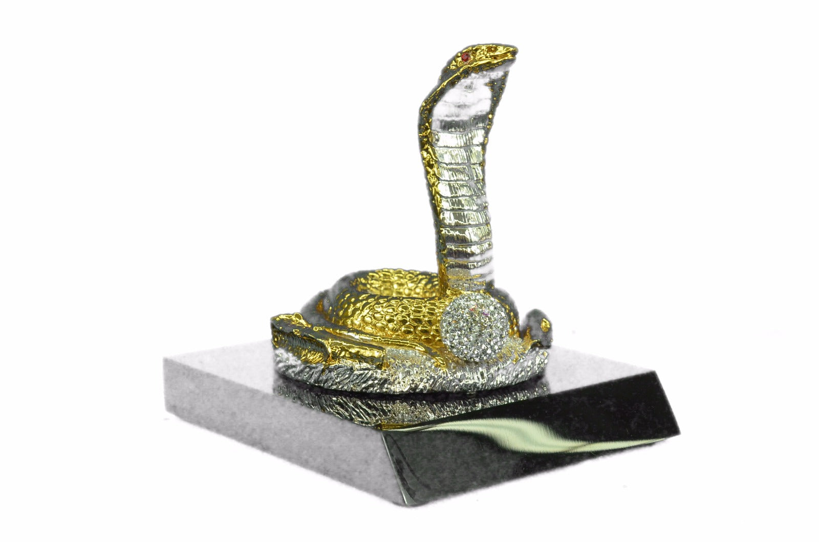 Hand Crafted 14K Gold Bronze Cobra Snake Sculpture Hot Cast Figurine Figure Deal