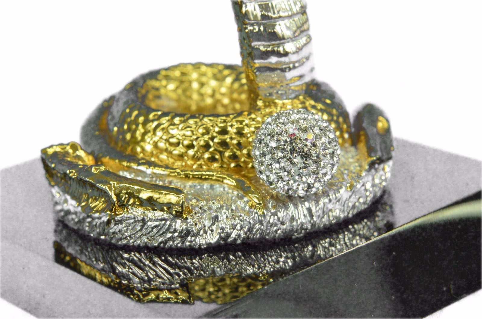 Hand Crafted 14K Gold Bronze Cobra Snake Sculpture Hot Cast Figurine Figure Deal