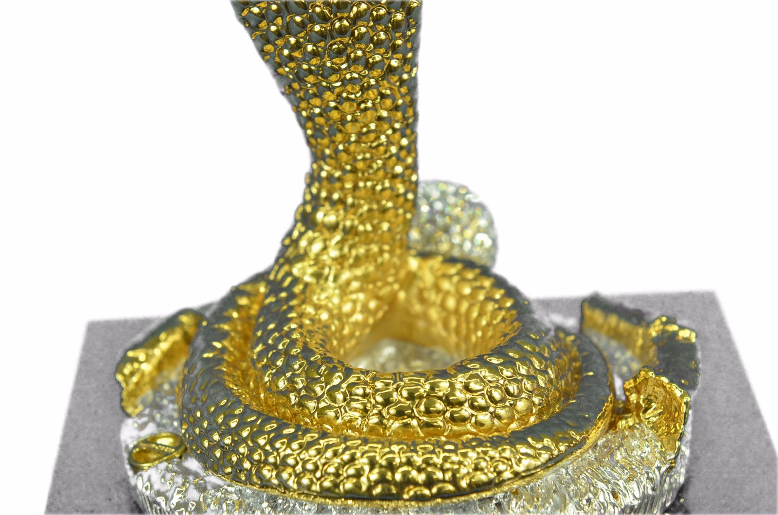 Hand Crafted 14K Gold Bronze Cobra Snake Sculpture Hot Cast Figurine Figure Deal