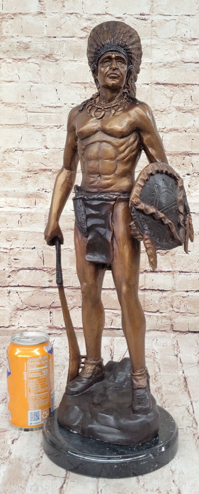 Native American Indian Warrior Chief Bronze Bust Sculpture Statue Figurine Art