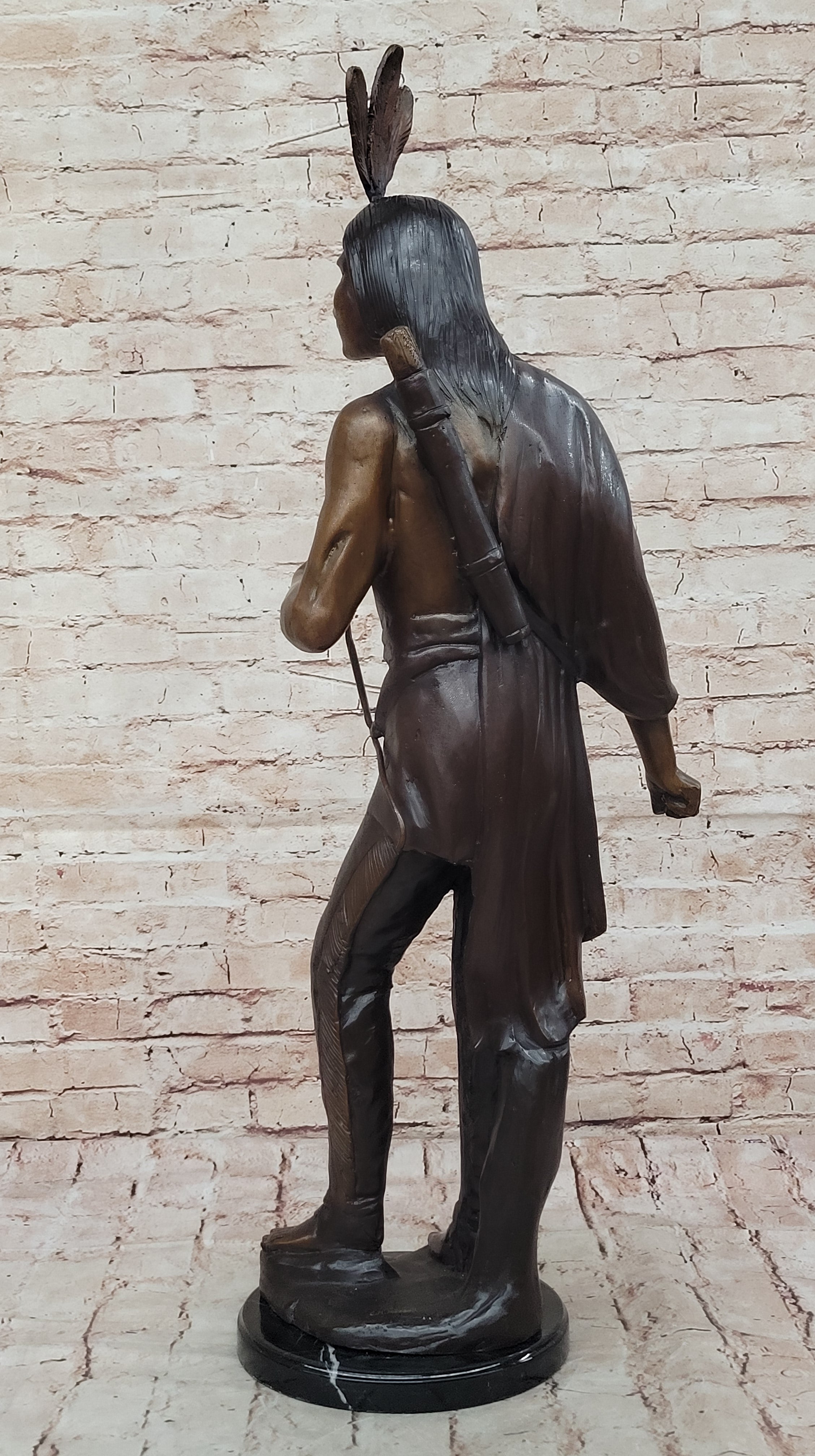 American Indian Warrior 100% Solid Bronze Sculpture Art Figurine Statue Artwork