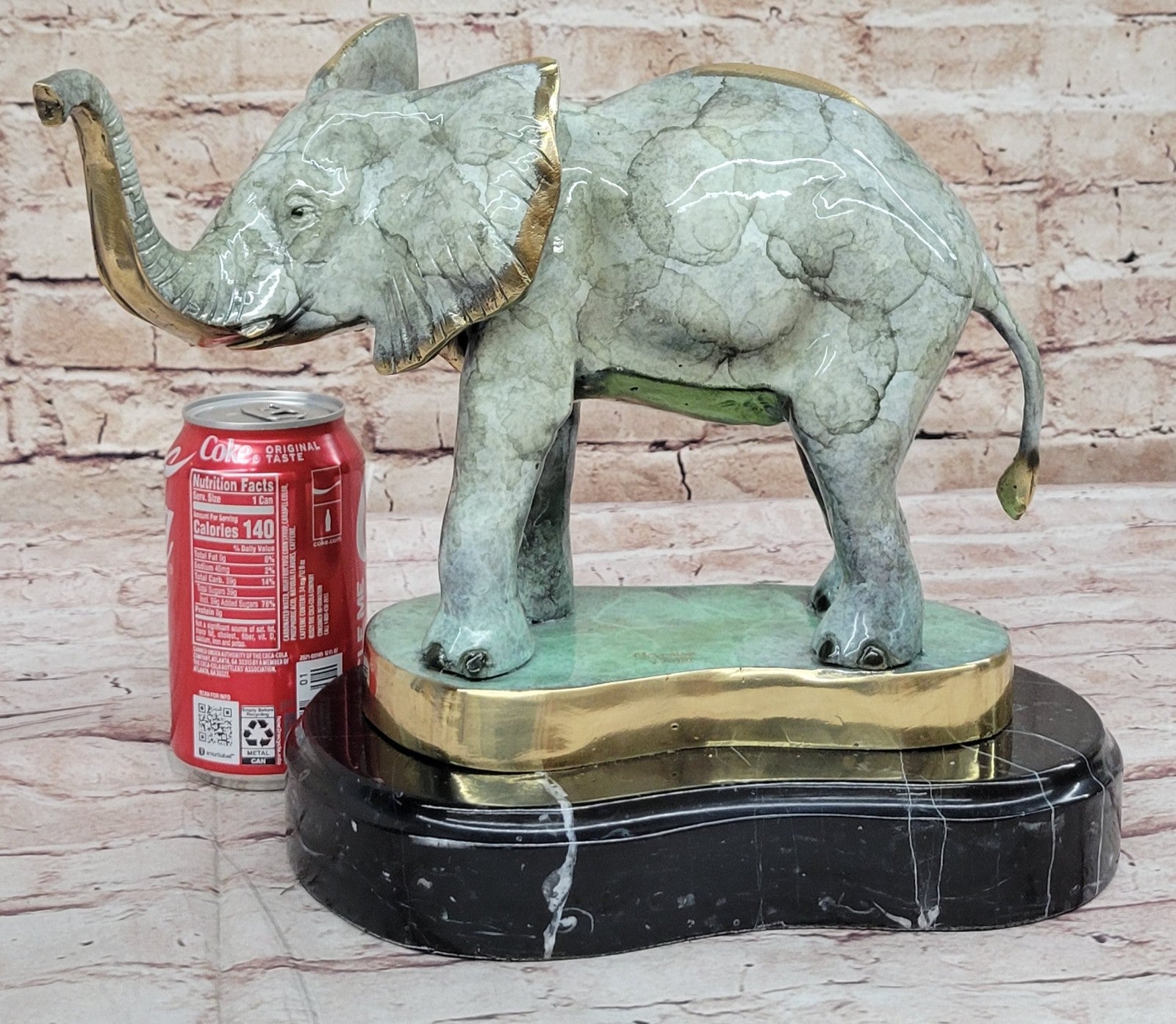 Elephant Jungle African Room Feng Shui Decor Art Bronze Marble Sculpture Statue