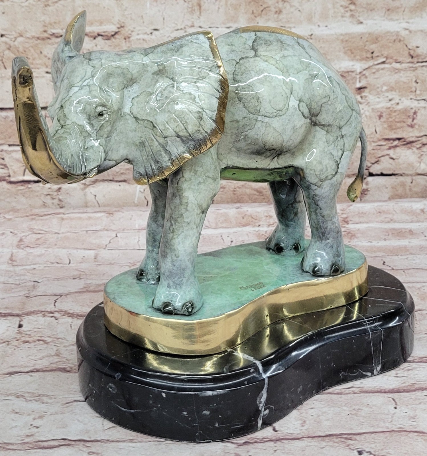 Elephant Jungle African Room Feng Shui Decor Art Bronze Marble Sculpture Statue