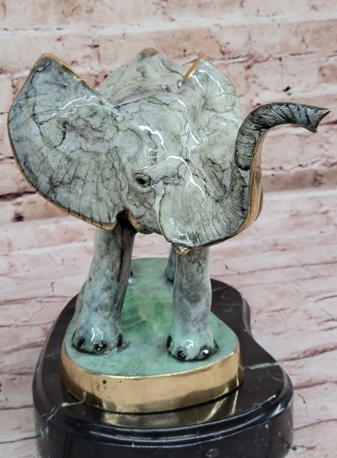 Elephant Jungle African Room Feng Shui Decor Art Bronze Marble Sculpture Statue