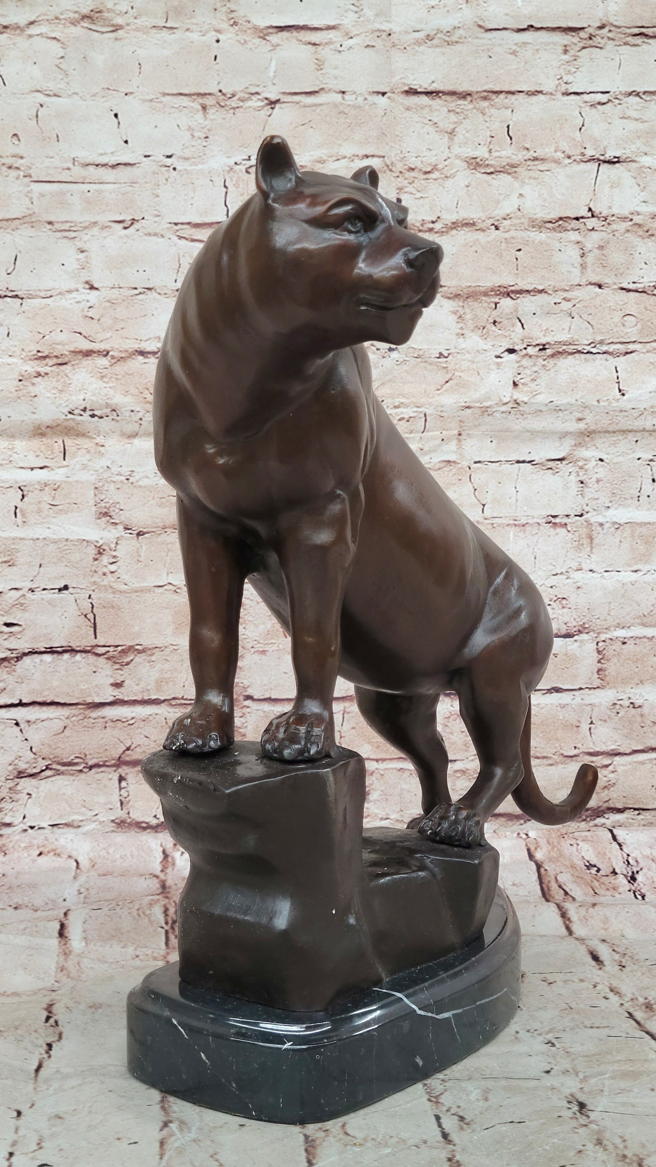 Bronze Sculpture Statue of Puma Cougar Mountain Lion Signed Marius Limited Edition