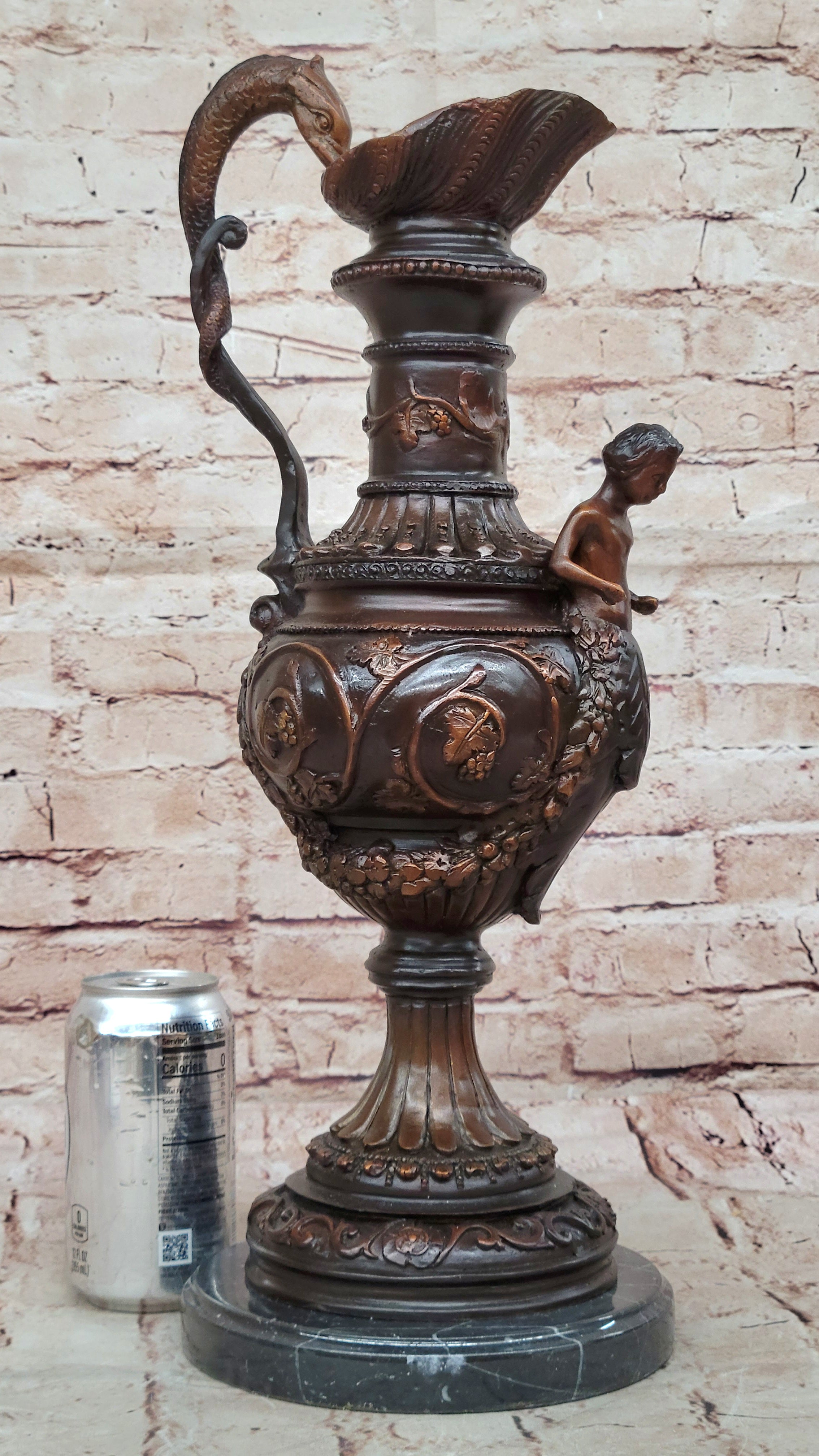 Home Office Decoration: Dragon Urn Bronze Sculpture Hand Made Art