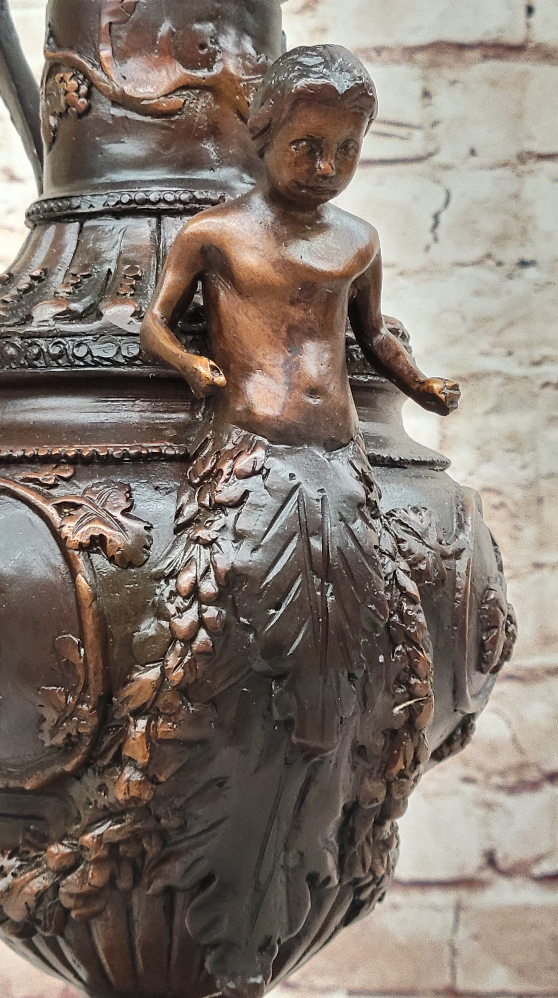 Home Office Decoration: Dragon Urn Bronze Sculpture Hand Made Art