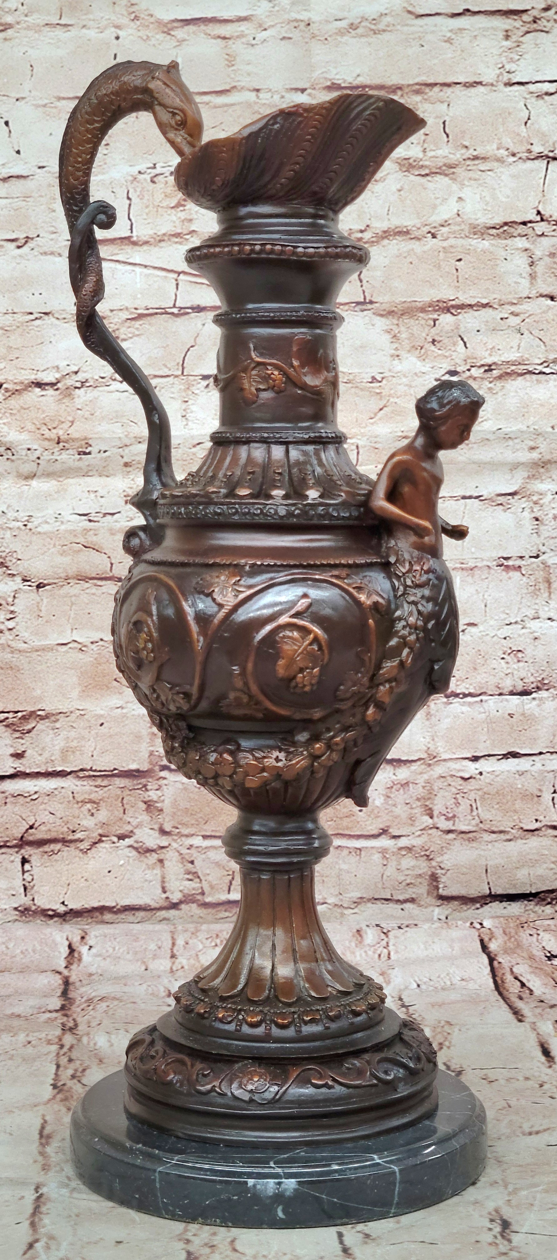 Home Office Decoration: Dragon Urn Bronze Sculpture Hand Made Art