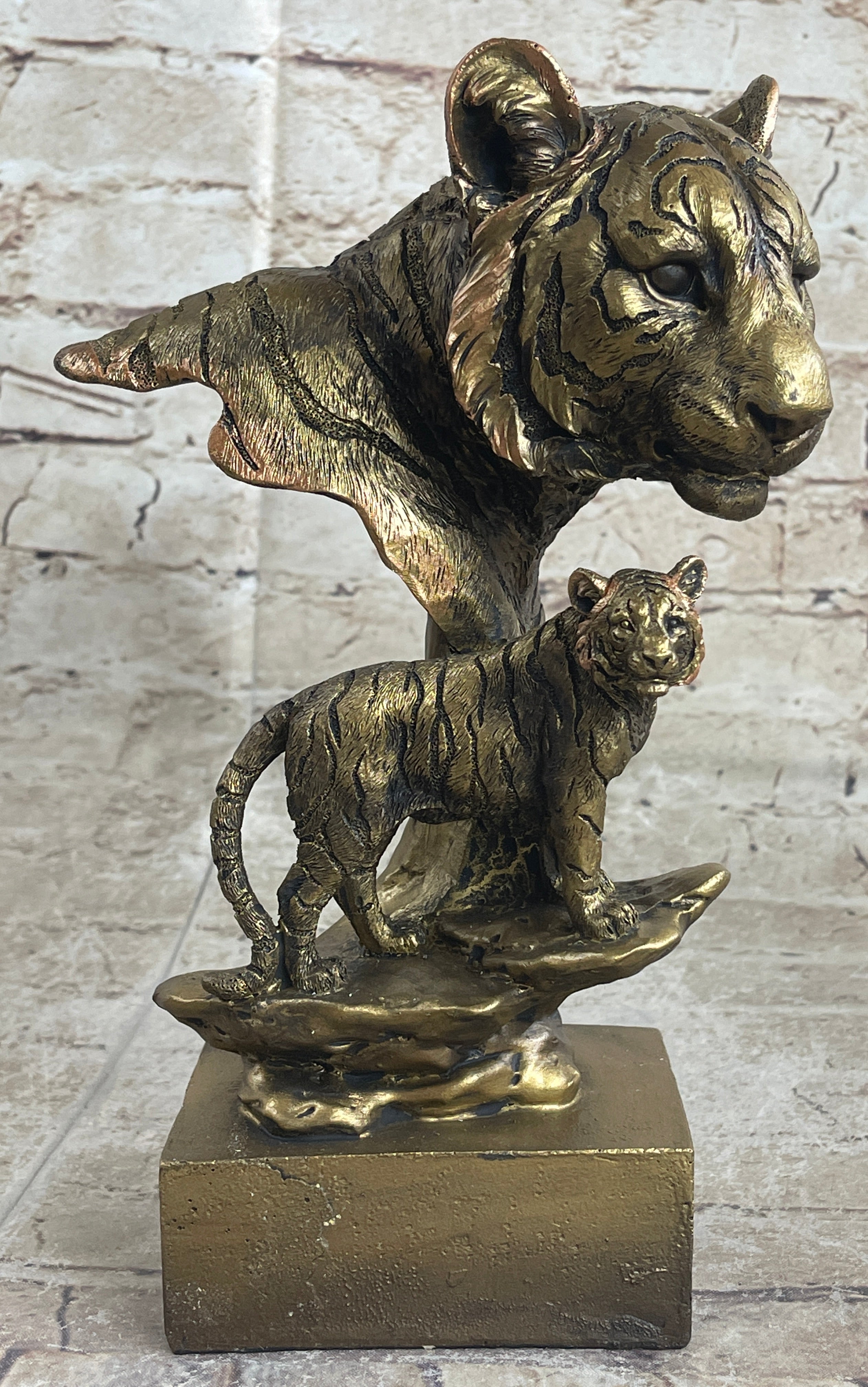 9" Lion Lions Head Statue - Bronze Finished Sculpture Classic Artwork Statue