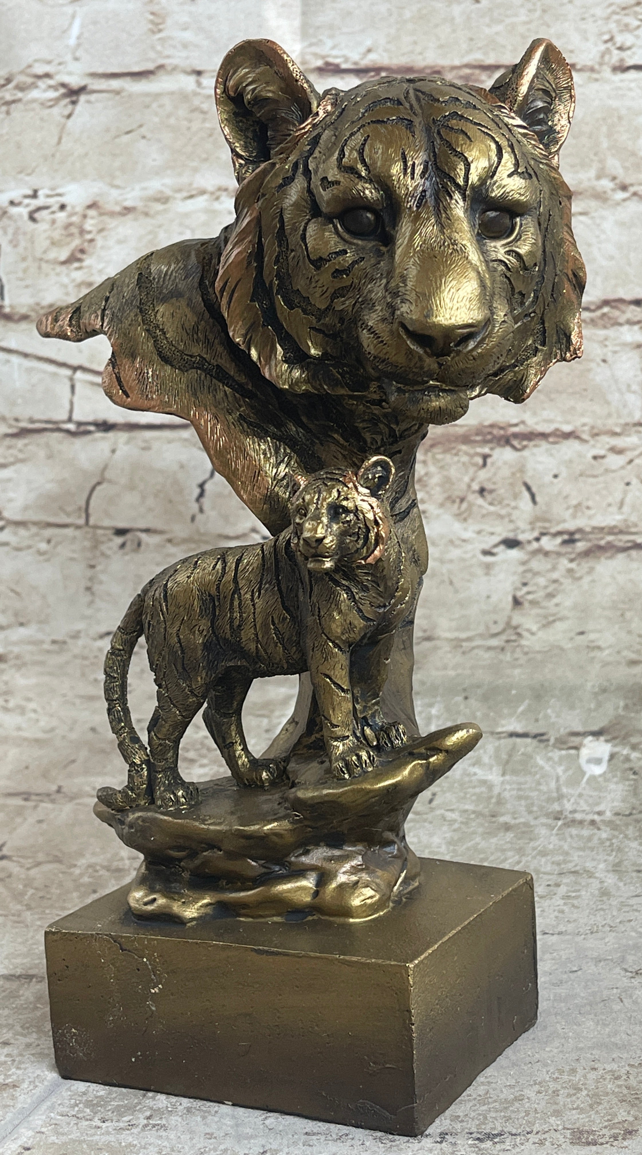 9" Lion Lions Head Statue - Bronze Finished Sculpture Classic Artwork Statue