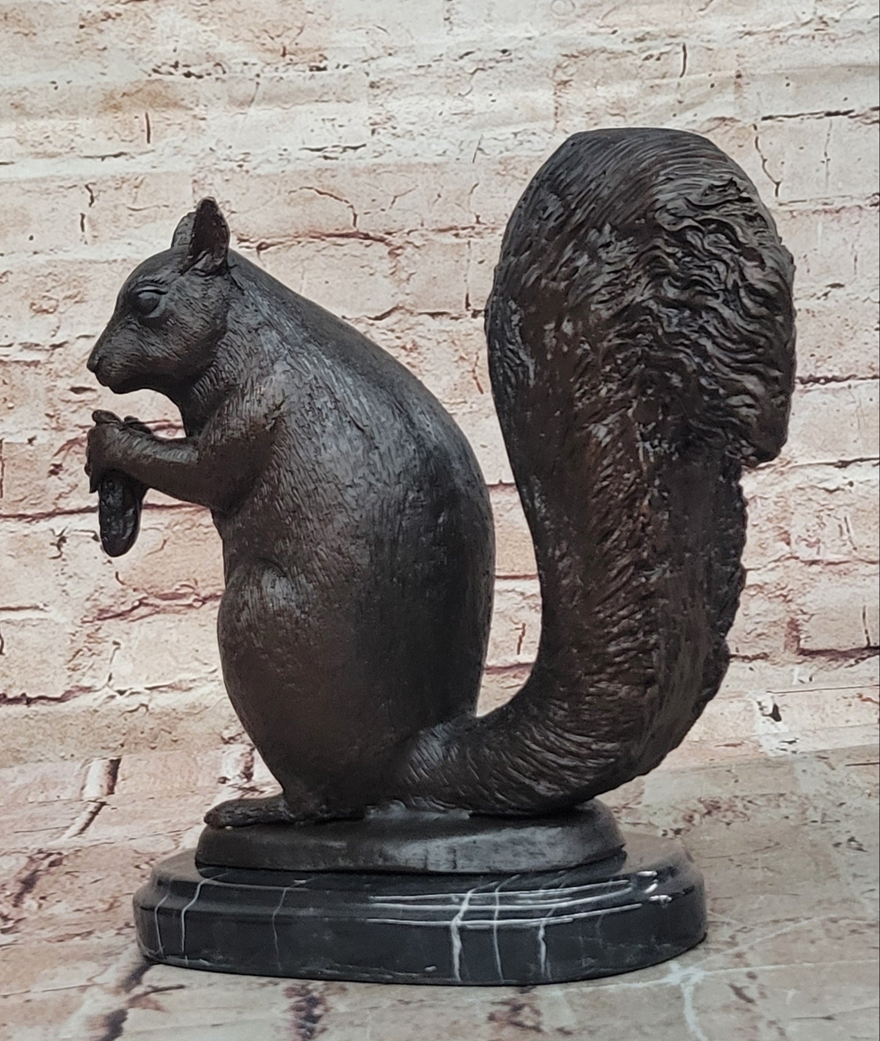 Handcrafted Bronze Squirrel Statue by Moigniez: Home and Backyard Decor