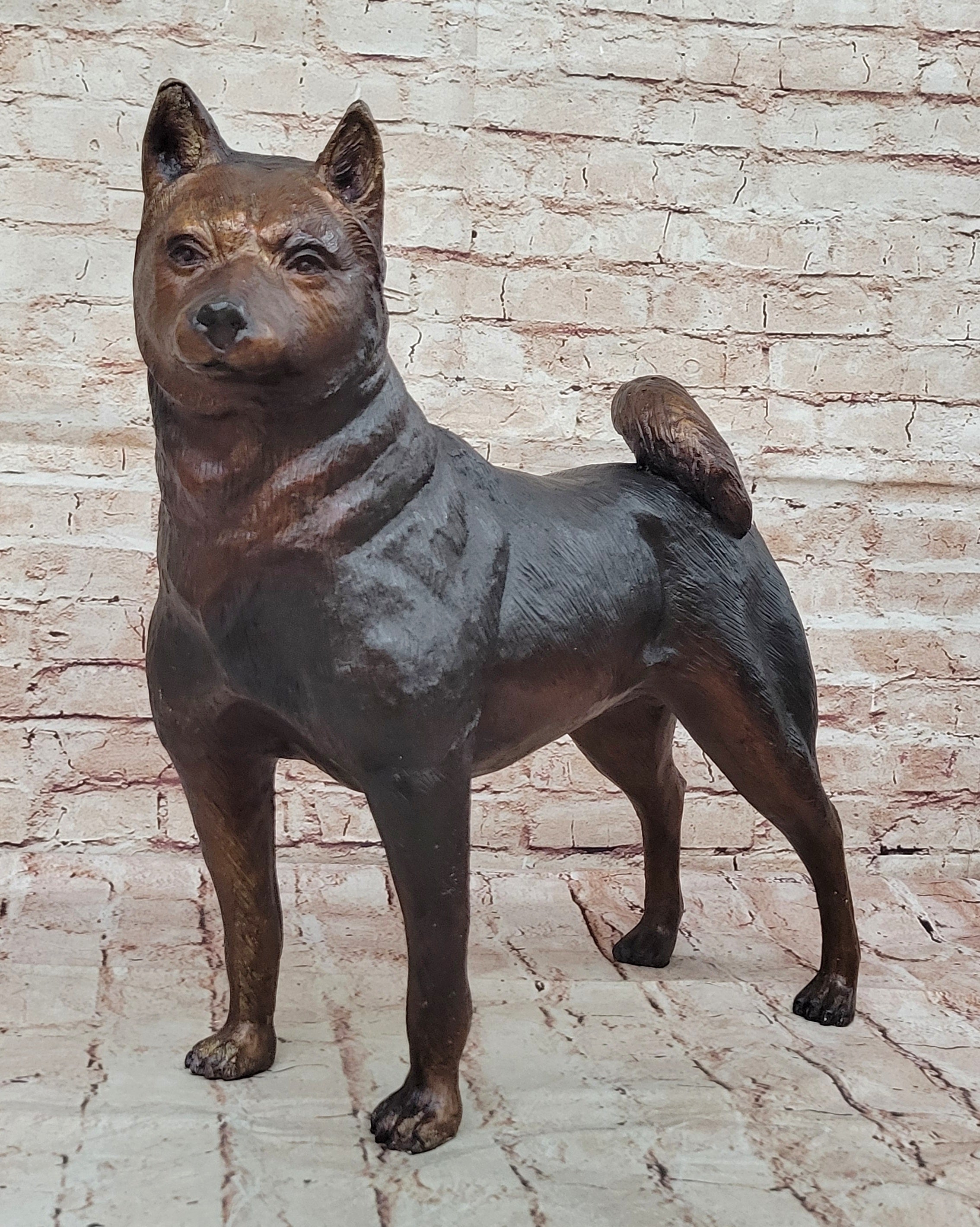 Collector Edition Bronze Shiba Inu Dog Statue: Handcrafted by Mogniez