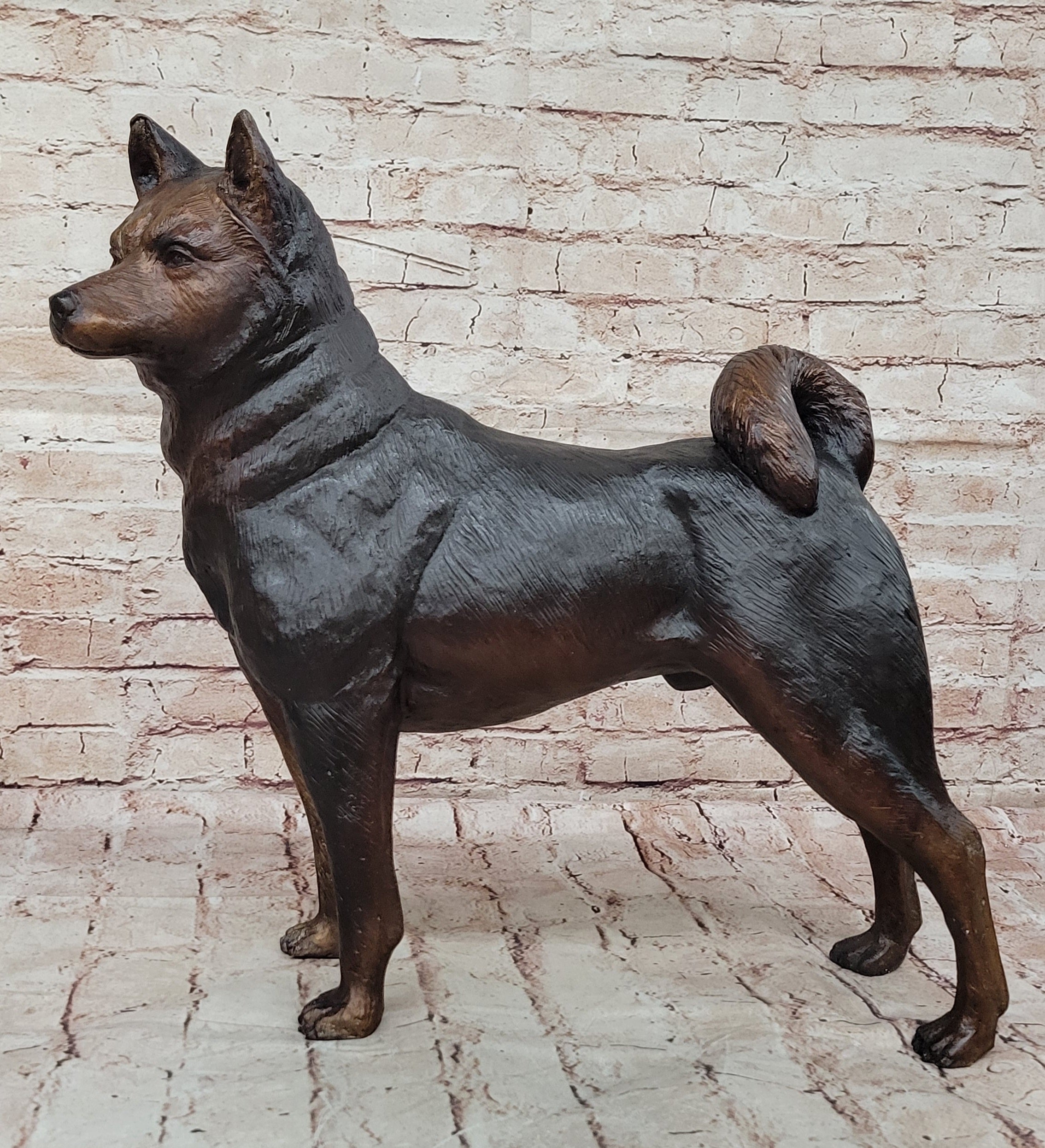 Collector Edition Bronze Shiba Inu Dog Statue: Handcrafted by Mogniez