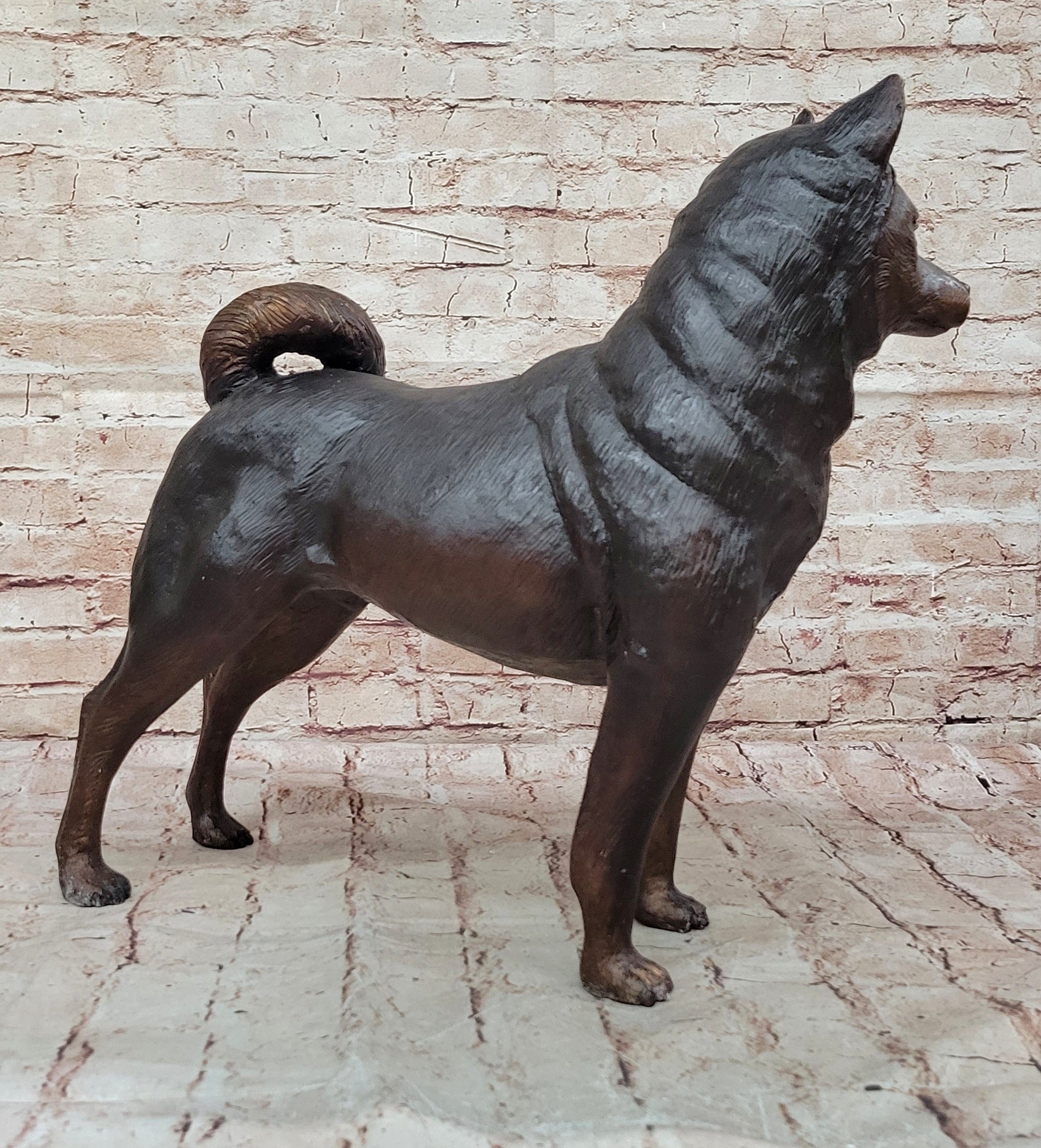 Collector Edition Bronze Shiba Inu Dog Statue: Handcrafted by Mogniez