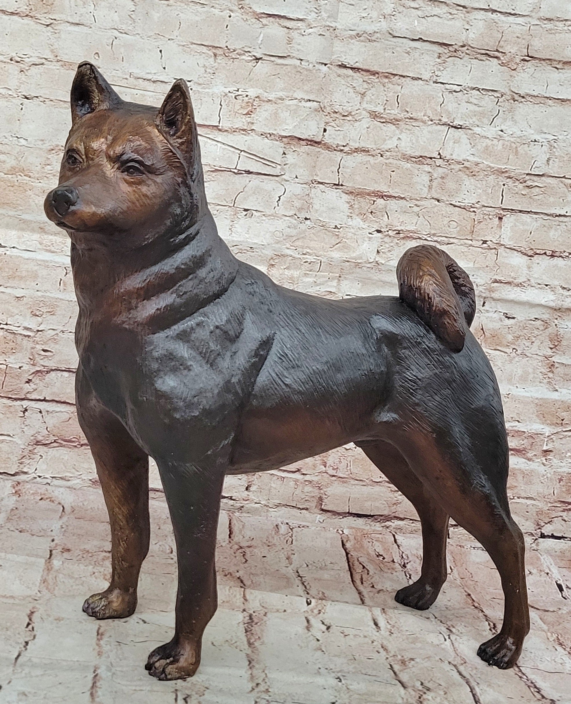 Collector Edition Bronze Shiba Inu Dog Statue: Handcrafted by Mogniez