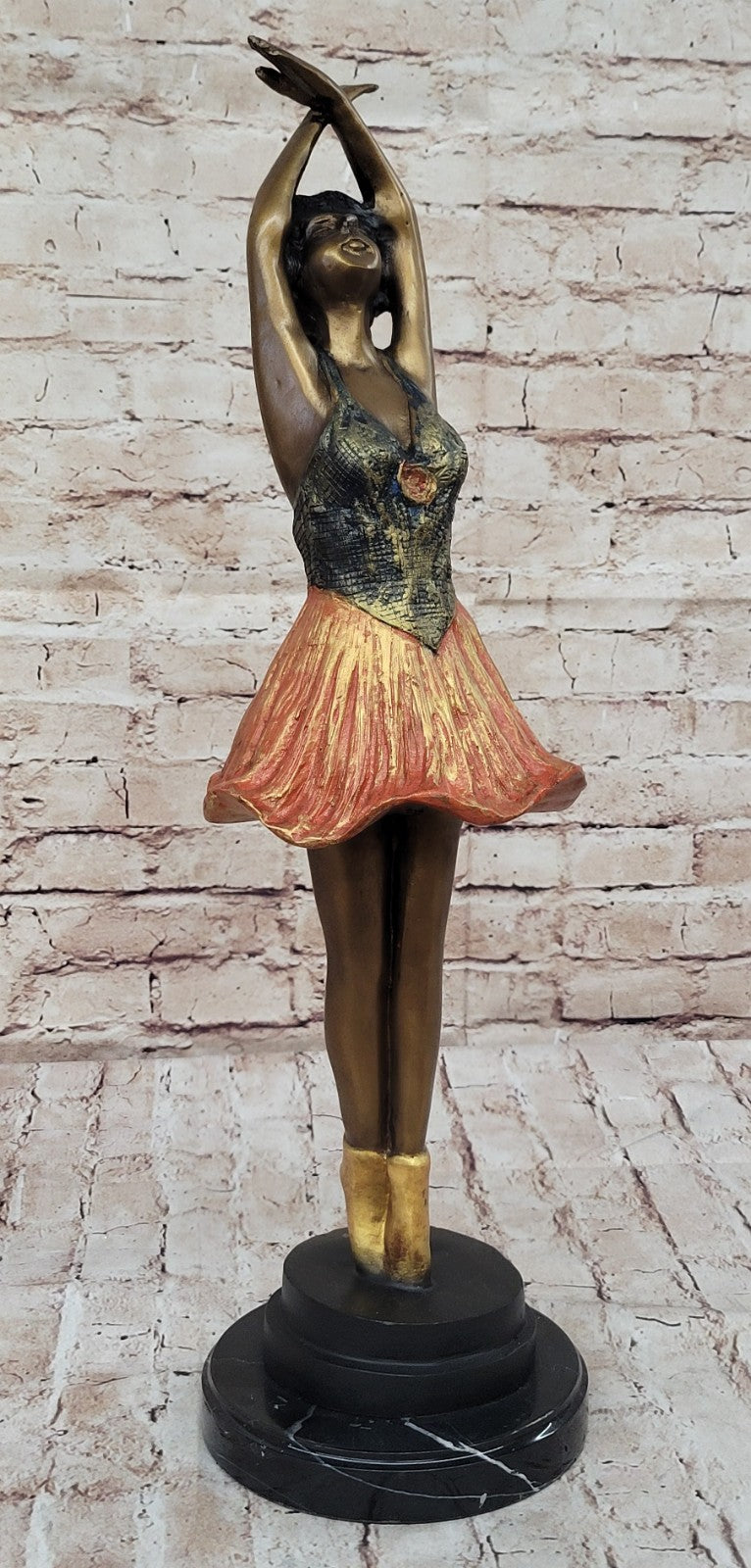 Hot CAST BRONZE MARBLE FIGURINE GIRL BALLERINA-SIGNED SCULPTURE FIGURE