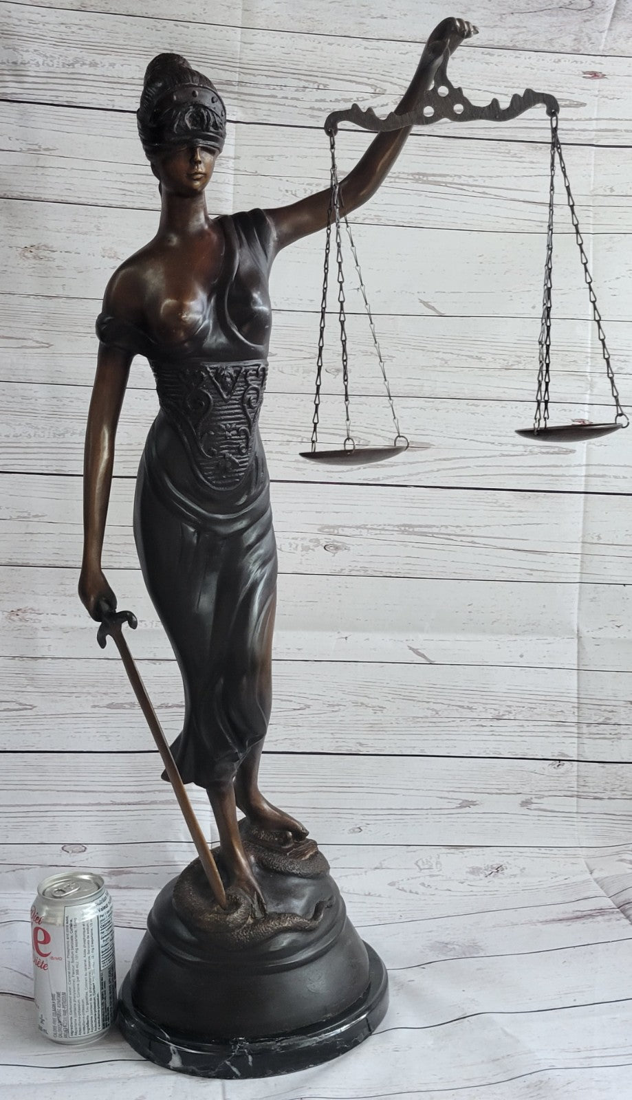 Nude Bronze Statue Sculpture Lady Scales Blind Justice Law Figure Figurine Lawyer