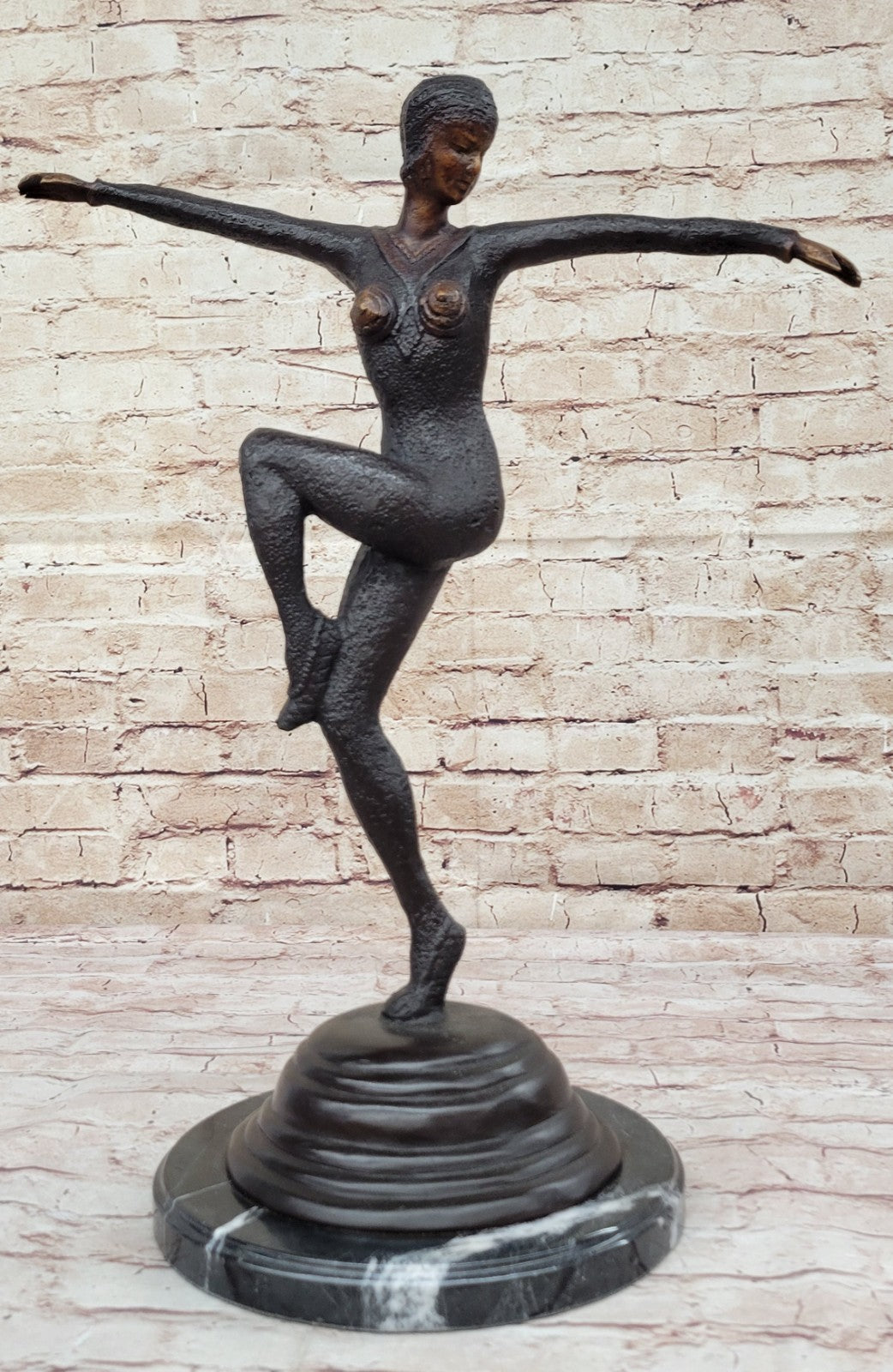 Chiparus Art Deco Lady Dancer Genuine Bronze Sculpture Figurine
