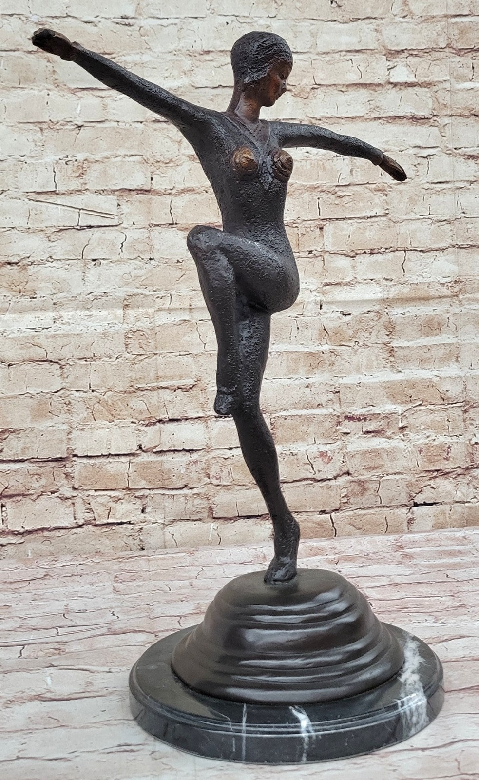 Chiparus Art Deco Lady Dancer Genuine Bronze Sculpture Figurine