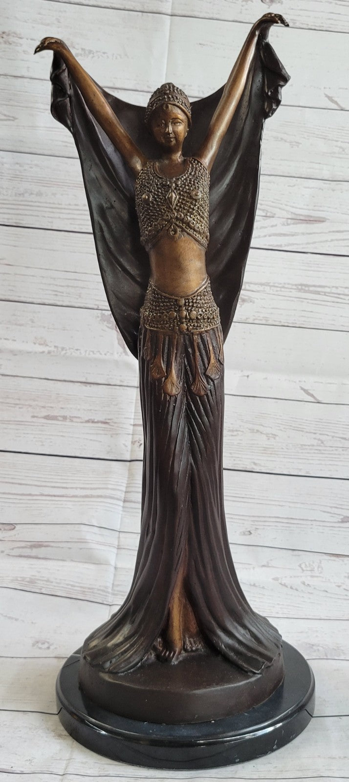 Vintage Signed Exotic Dancer Chiparus Bronze Sculpture Statue Figurine Decor NR