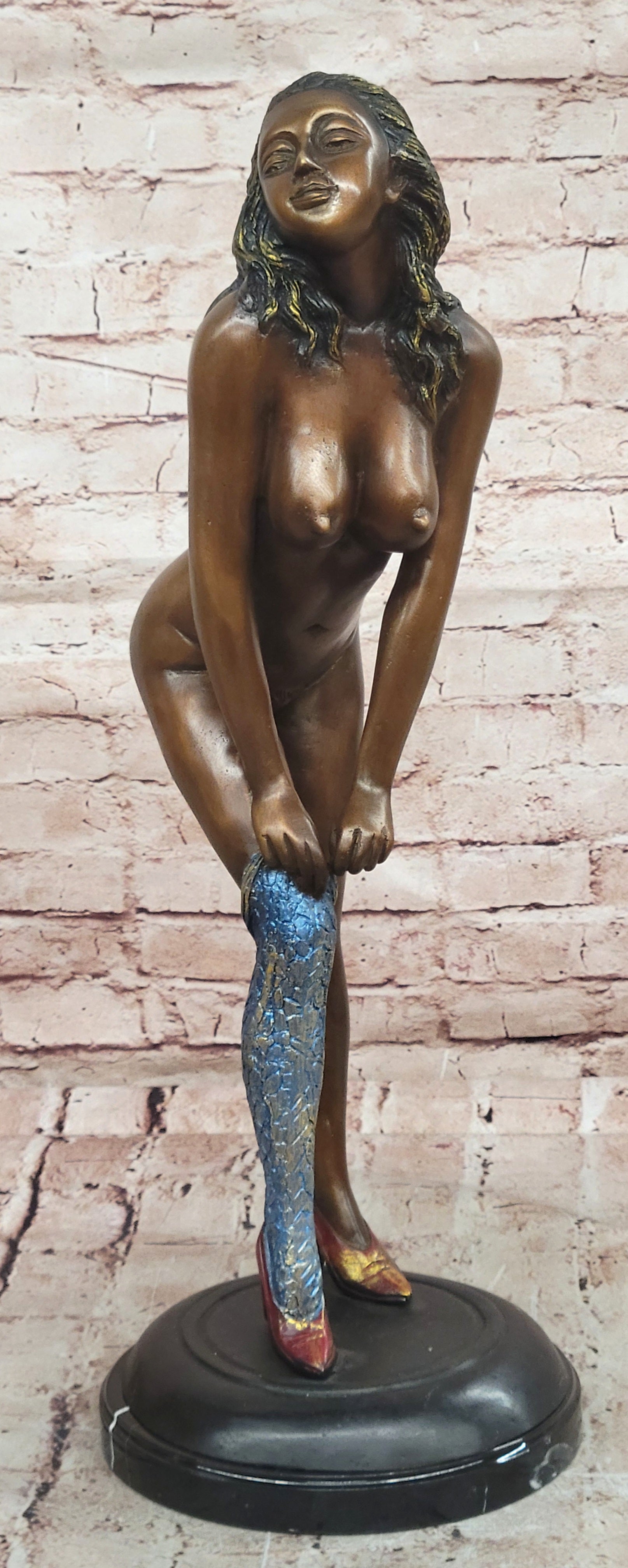 Handcrafted bronze sculpture SALE Bas Marble Tall 23" Collett Female Nude Large