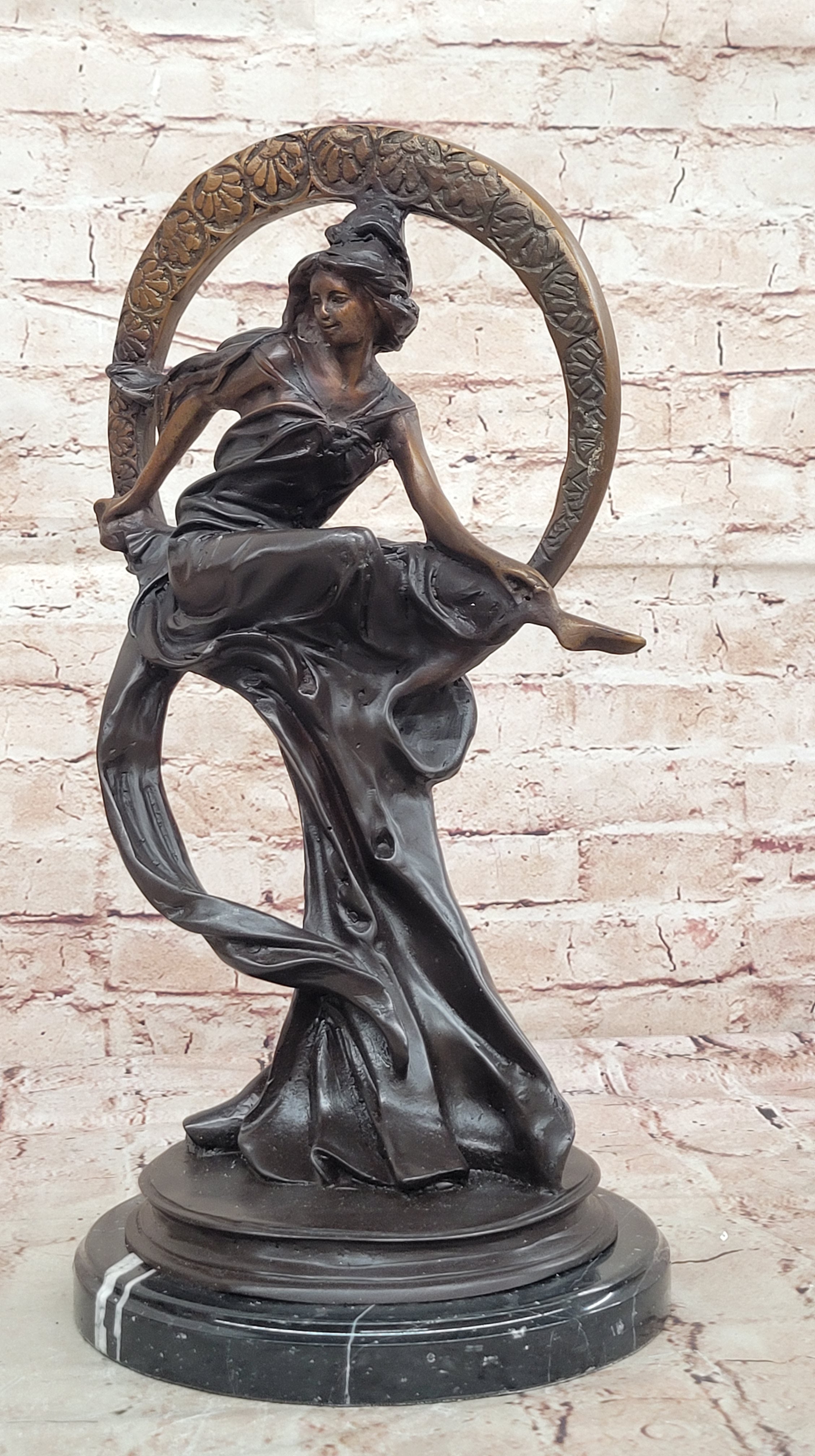 Handcrafted bronze sculpture SALE Ring Bliss With Goddess Dream Collector Edition