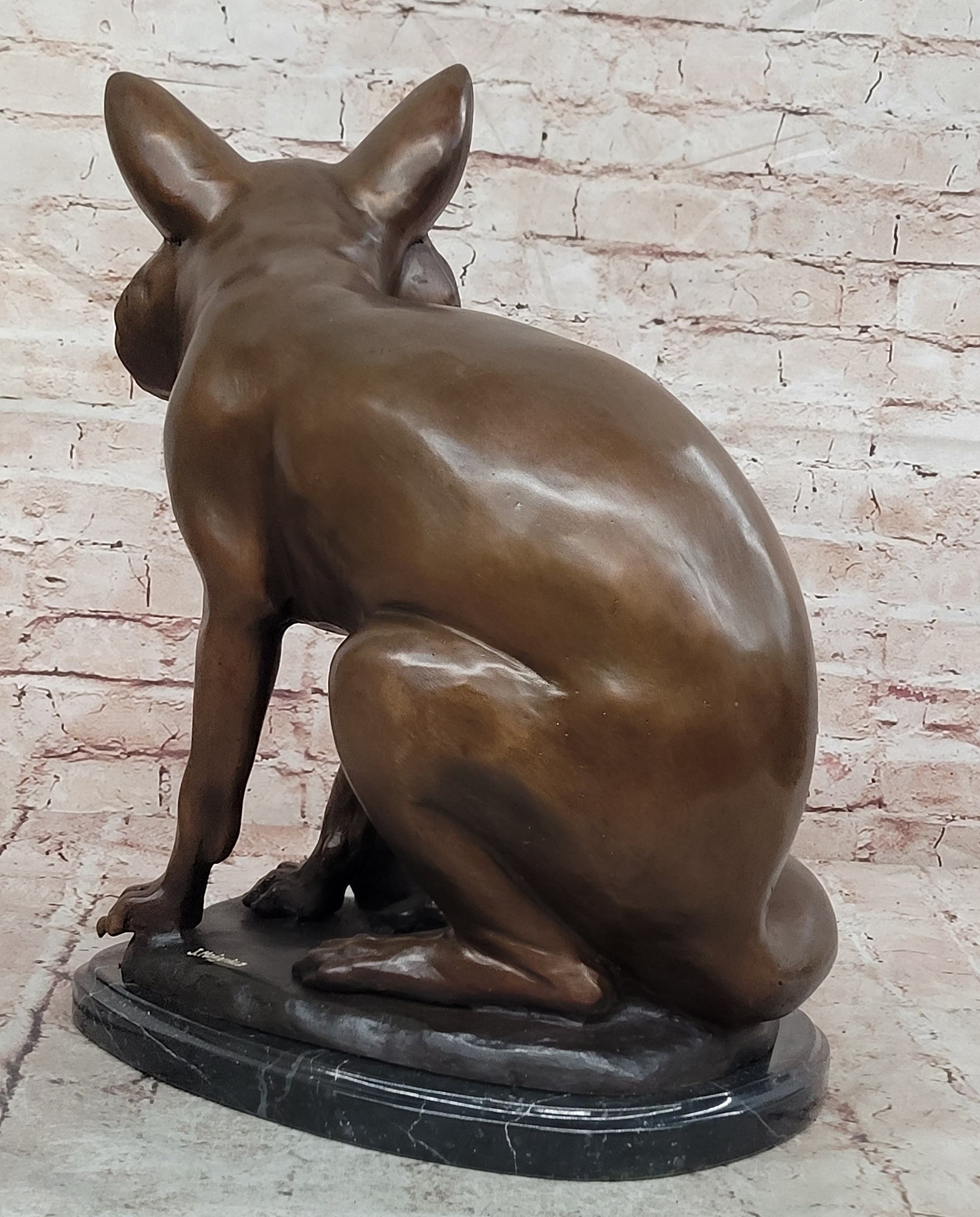 Bronze Fox Animal Sculpture Signed Mogniez Collector Edition Fine Art Decor