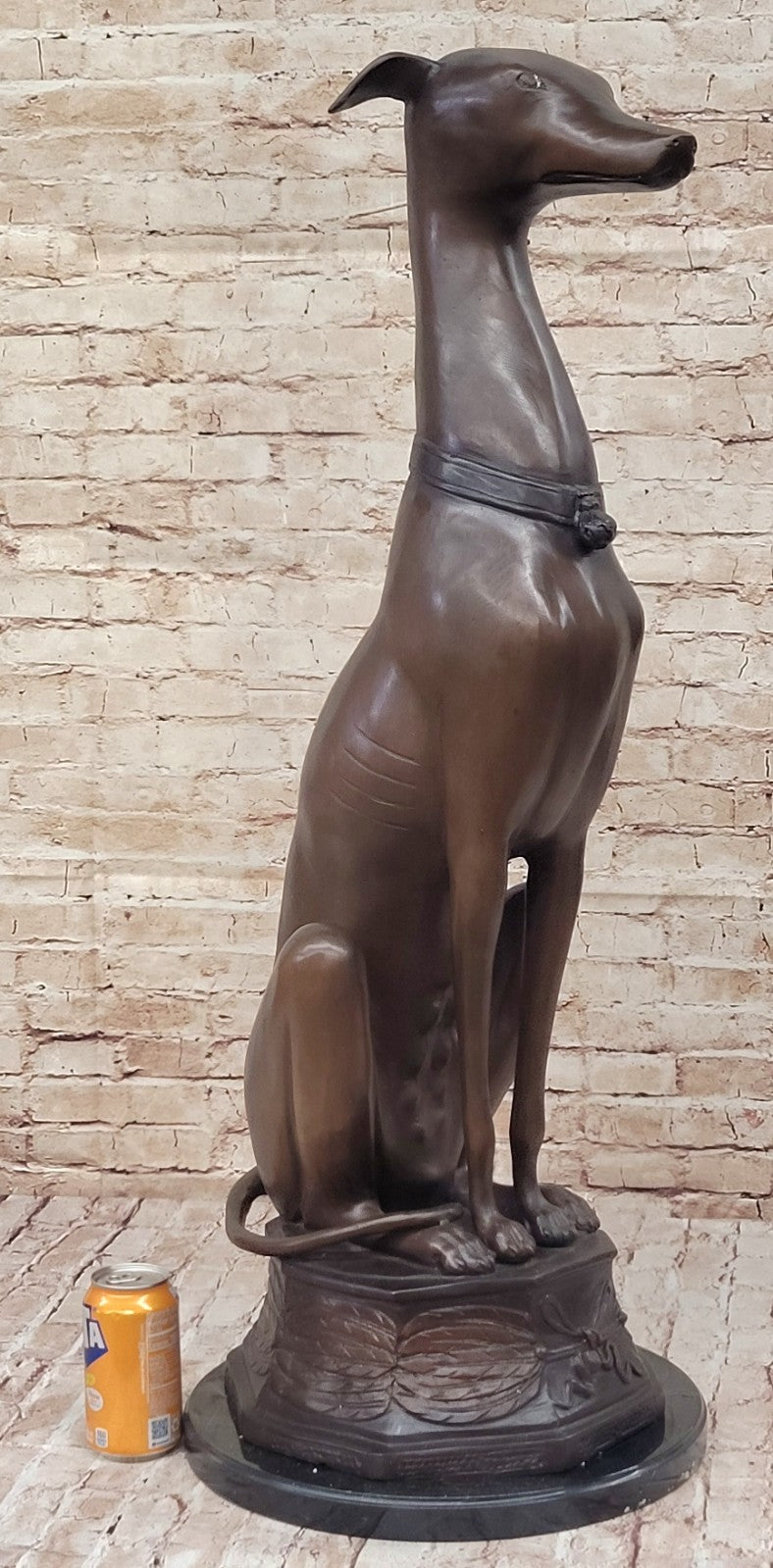 37" Tall Italian Greyhound with Special Patina Bronze Artwork Sculpture Animal