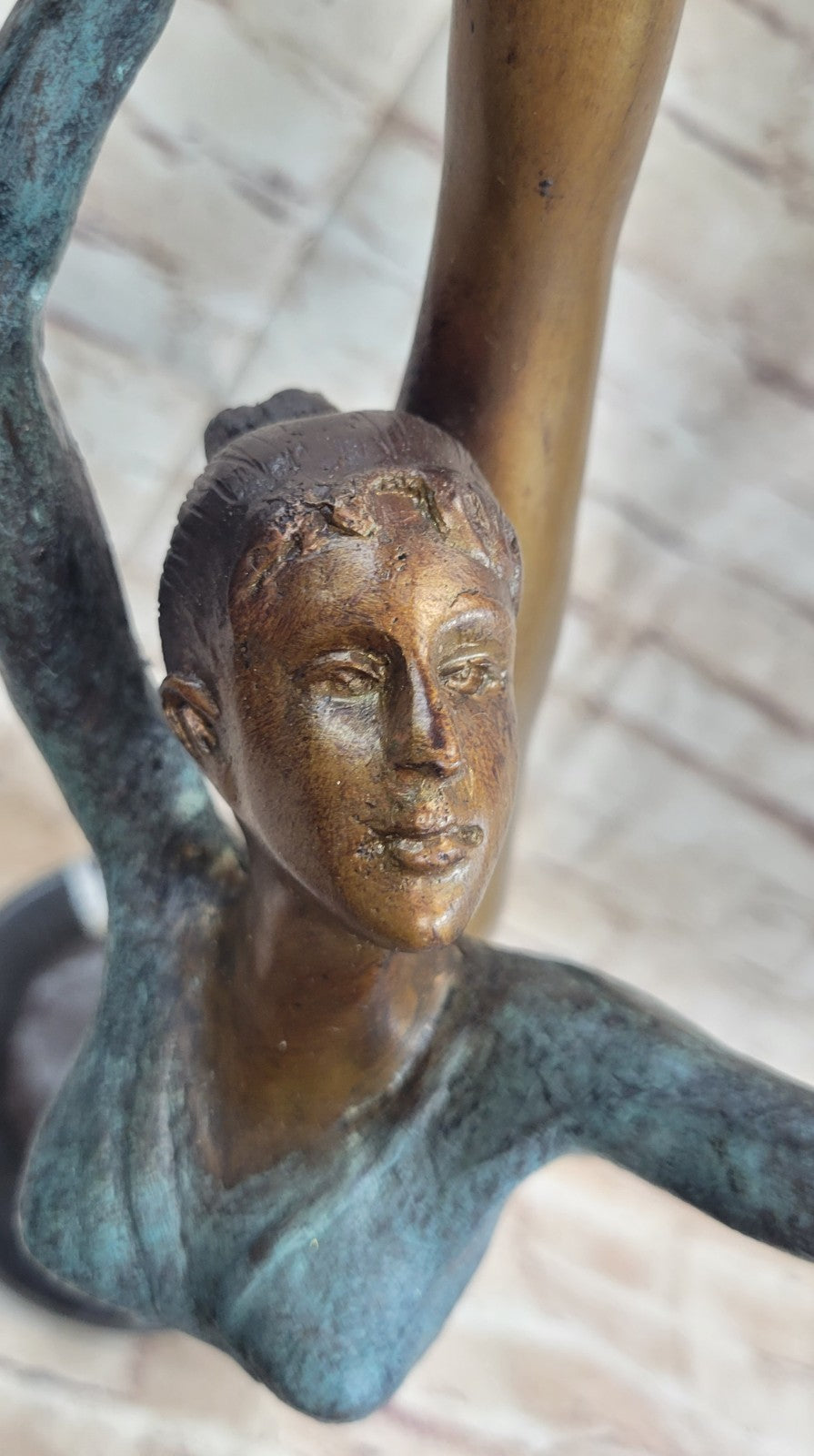 COLLECTORS EDITION FLOOR KID GYMNAST BRONZE SCULPTURE ON MARBLE BASE FIGURINE