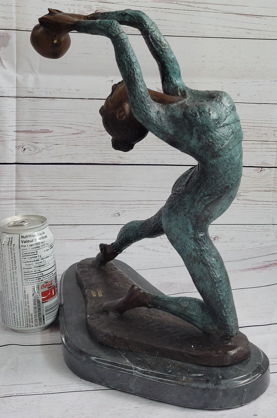 Lovely Vintage Deco French Bronze Nude Female Gymnast Acrobat Statue LTD EDTION