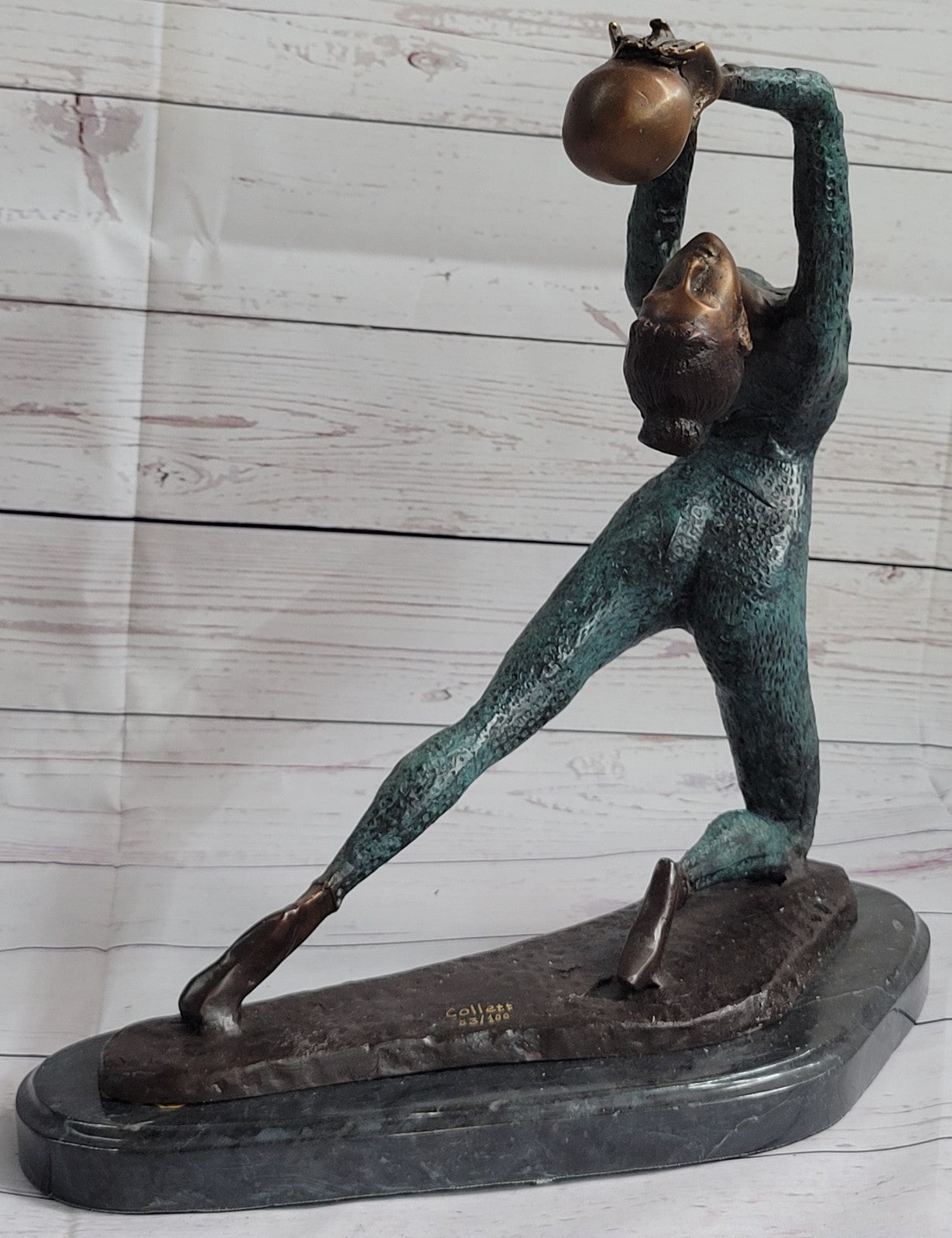Lovely Vintage Deco French Bronze Nude Female Gymnast Acrobat Statue LTD EDTION