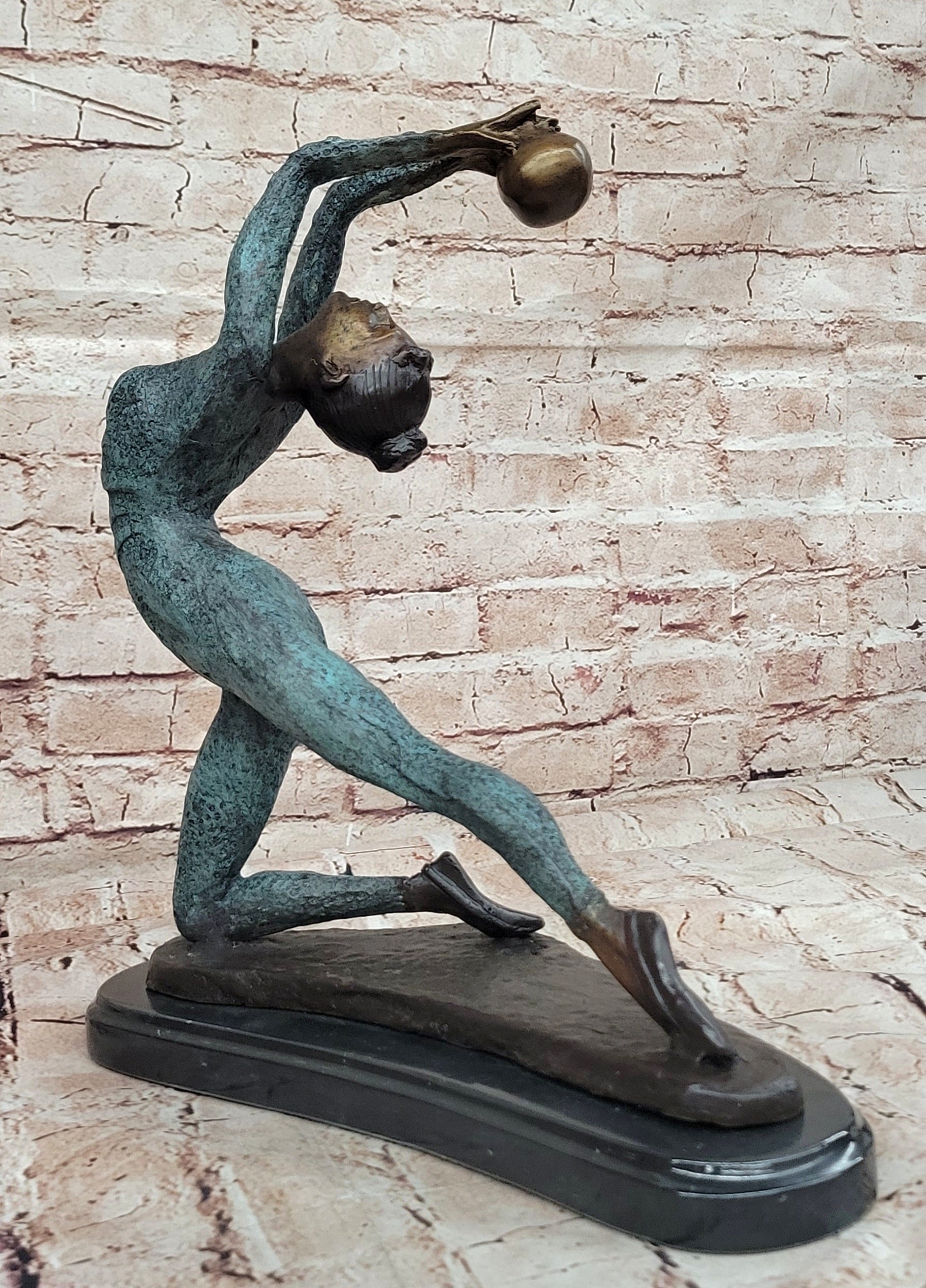 Lovely Vintage Deco French Bronze Nude Female Gymnast Acrobat Statue LTD EDTION