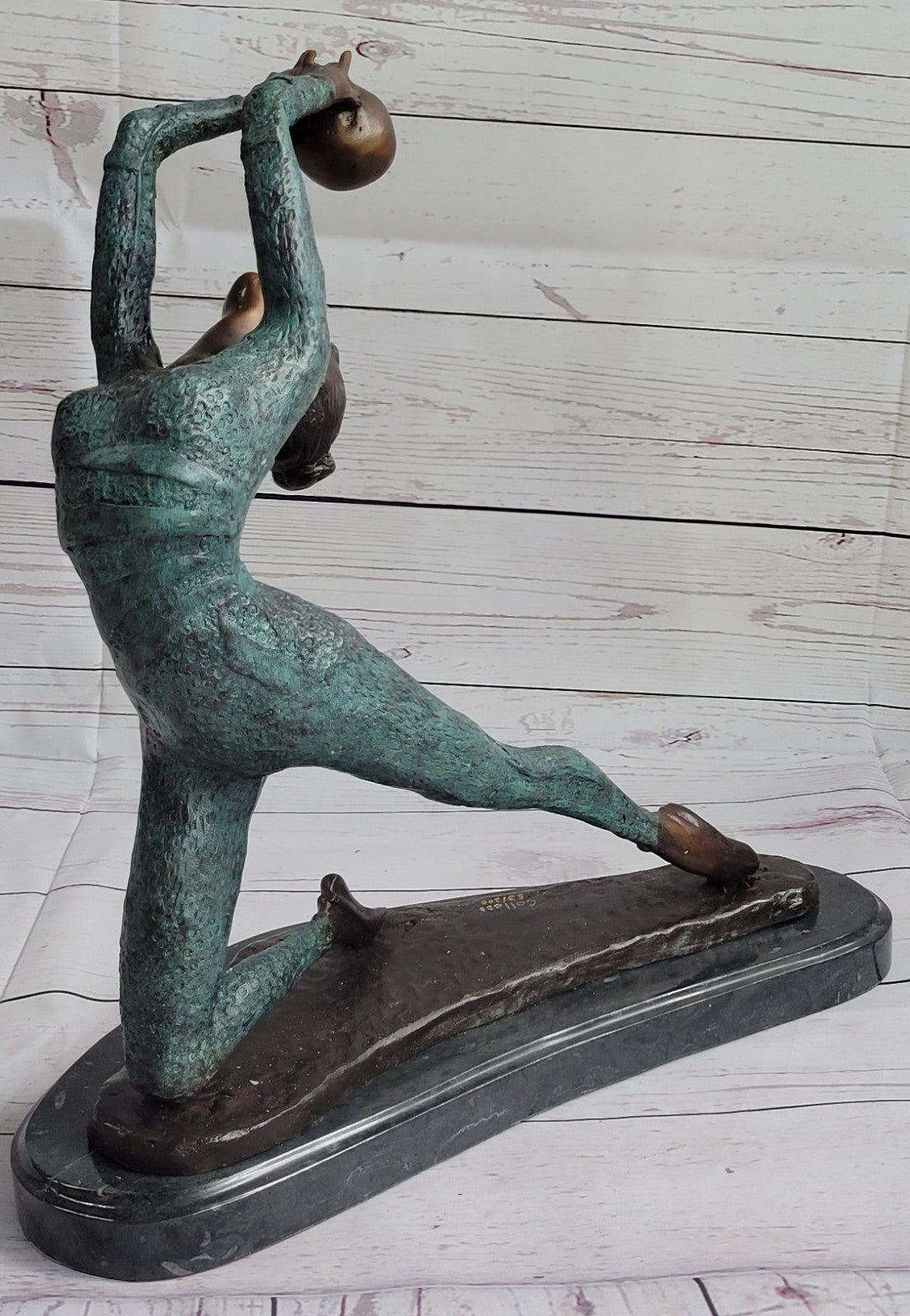 Lovely Vintage Deco French Bronze Nude Female Gymnast Acrobat Statue LTD EDTION