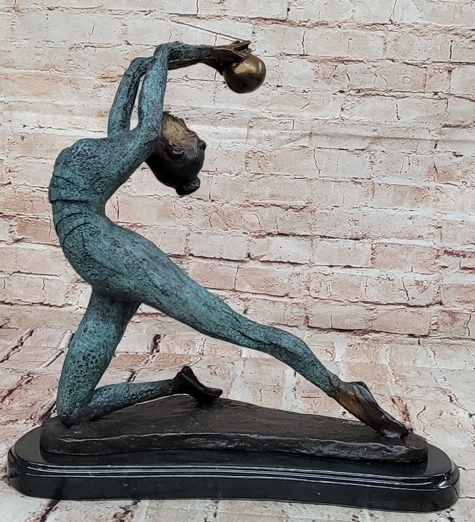 Lovely Vintage Deco French Bronze Nude Female Gymnast Acrobat Statue LTD EDTION