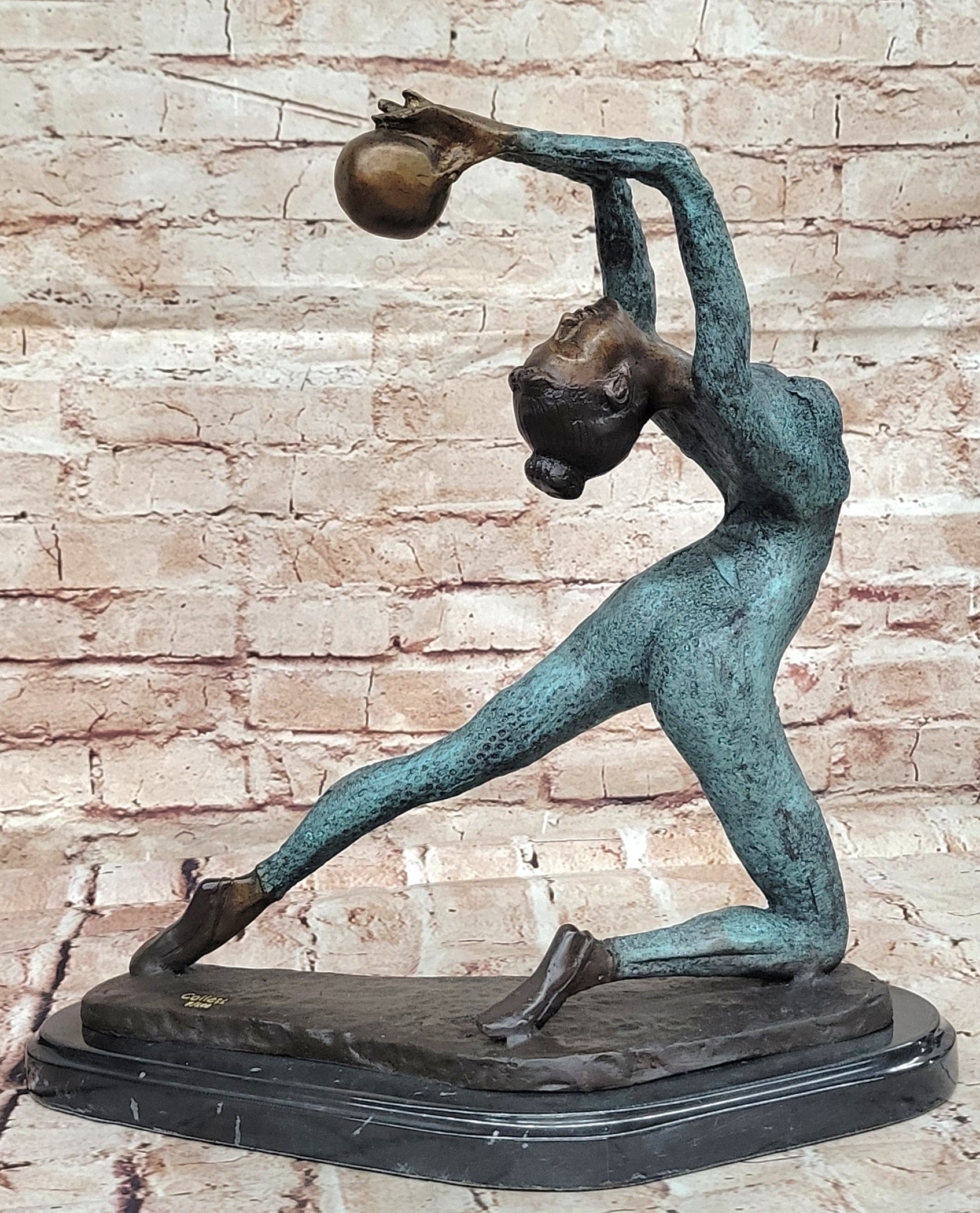 Lovely Vintage Deco French Bronze Nude Female Gymnast Acrobat Statue LTD EDTION