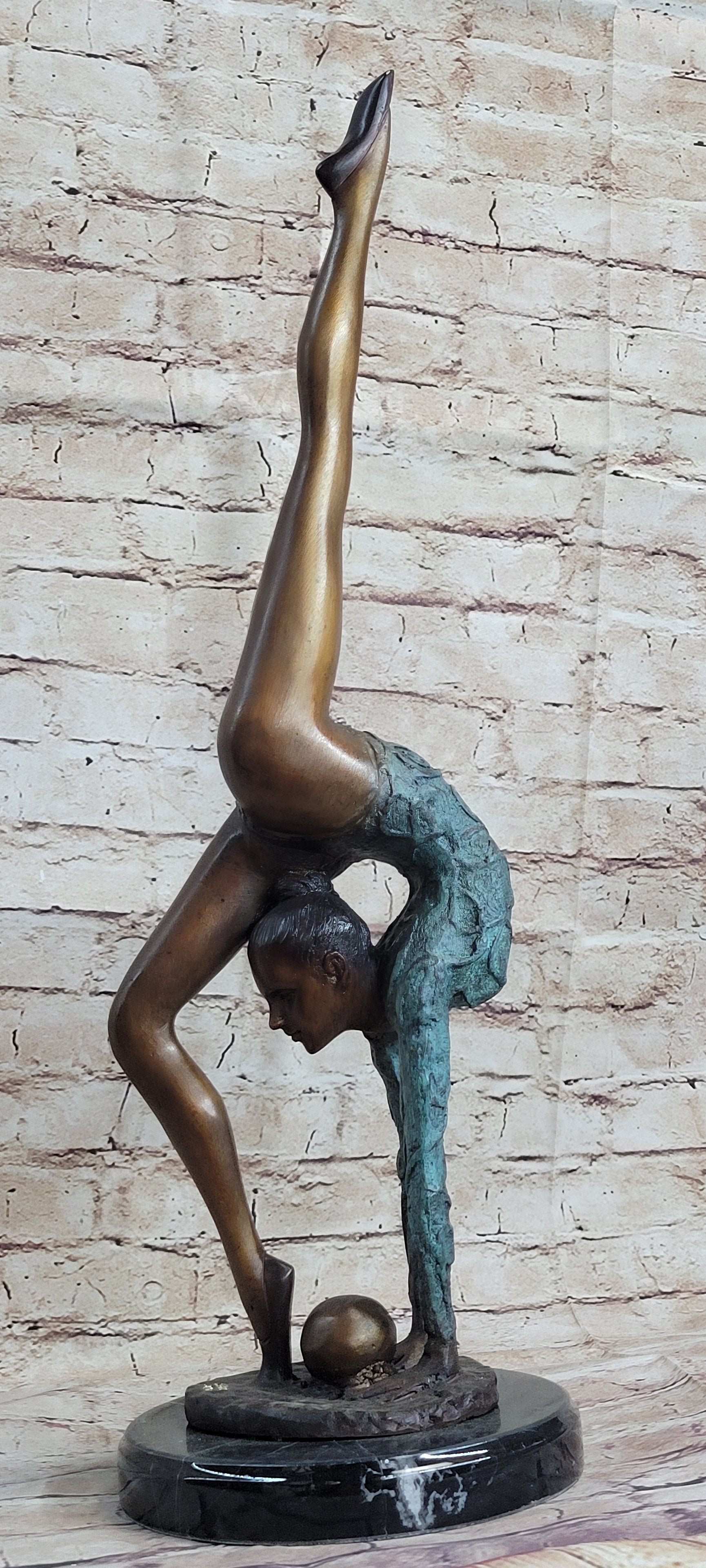 Handcrafted bronze sculpture *SALE* Limited Edition Floor Kid Gymnast On Marble