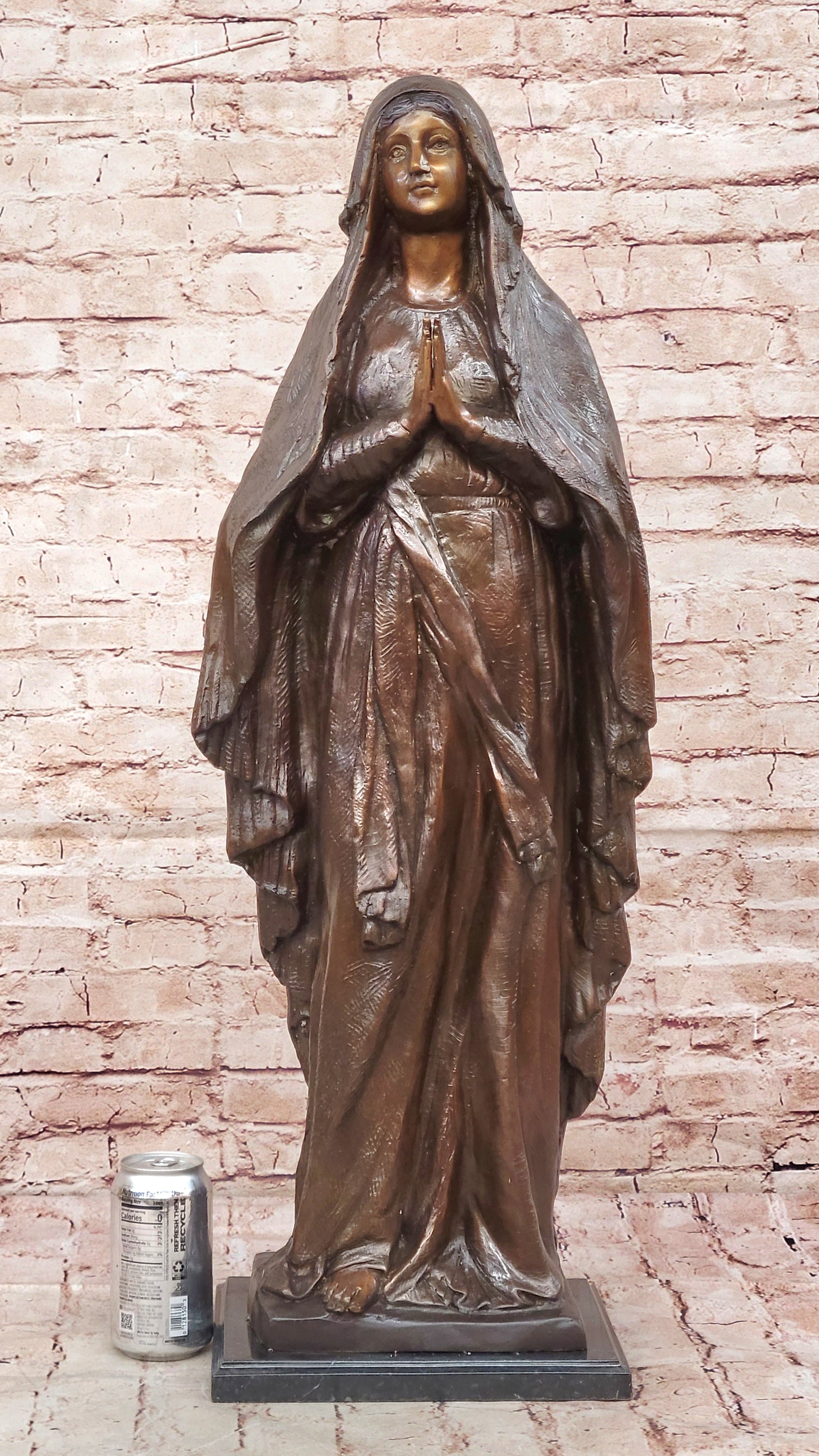 32" Bronze Madonna Virgin Mary Religious Sculpture – Catholic Jesus Mother Statue by Giancarlo for Sale