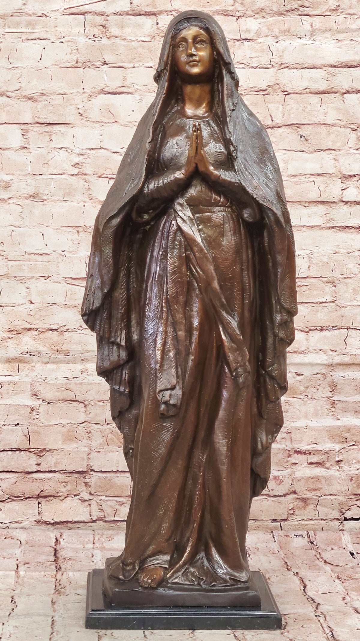 32" Tall Madonna Virgin Mary Religious Catholic Jesus Mother Bronze Sculpture S