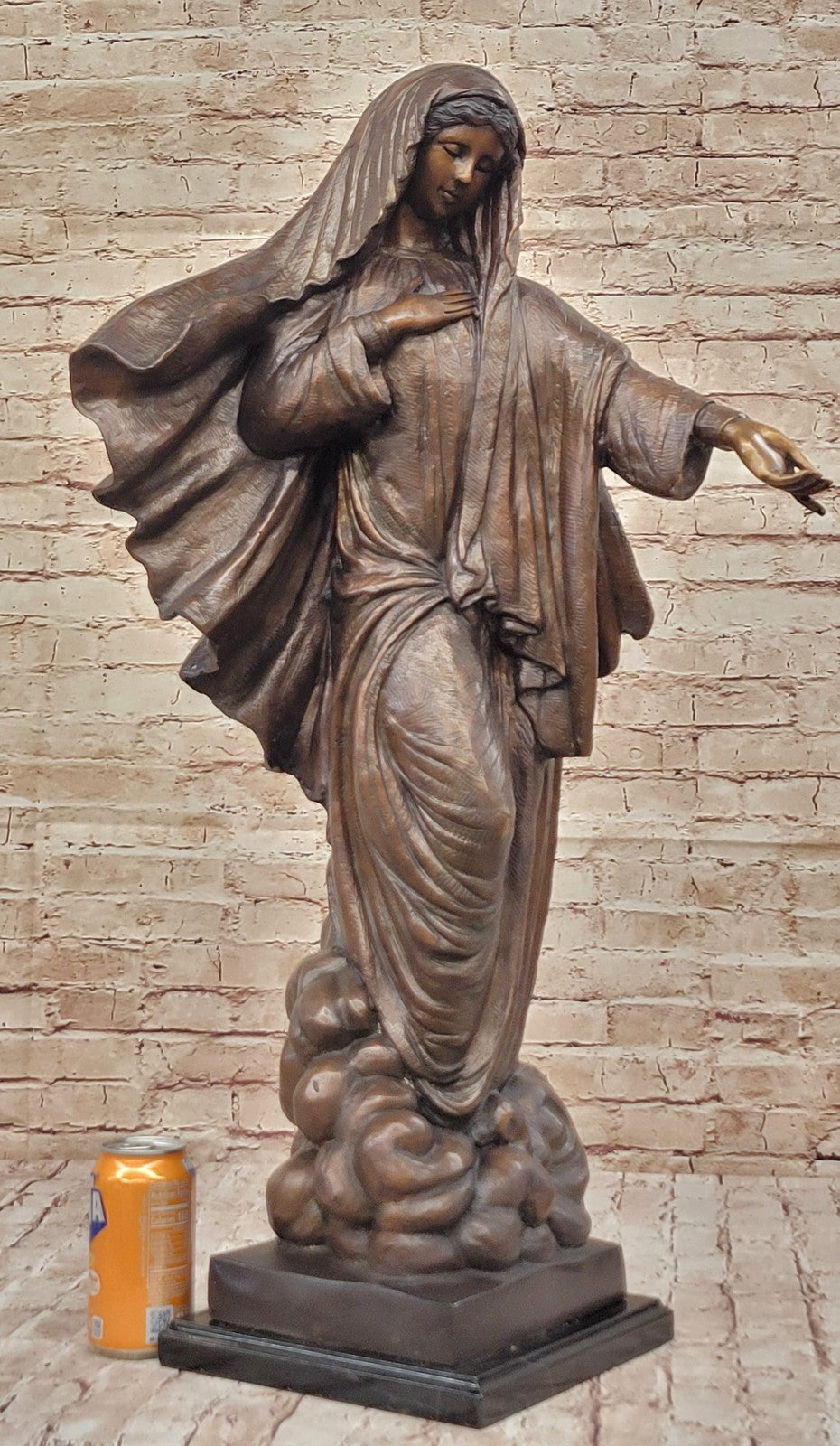 VINTAGE BRONZE ART NOUVEAU JESUS MARY CATHOLIC ICON HOT CAST SCULPTURE FIGURINE