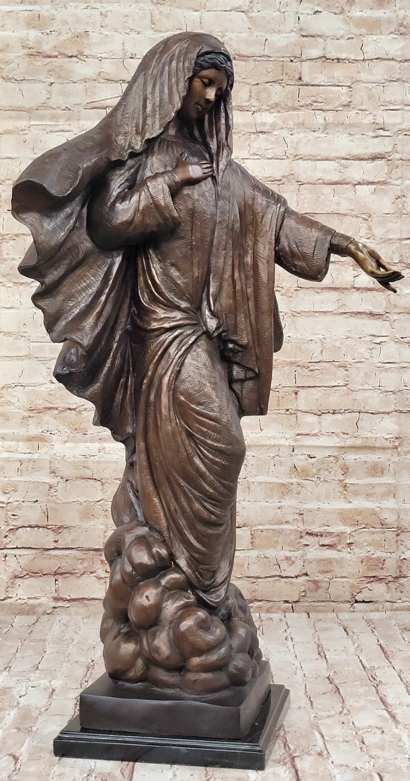 VINTAGE BRONZE ART NOUVEAU JESUS MARY CATHOLIC ICON HOT CAST SCULPTURE FIGURINE
