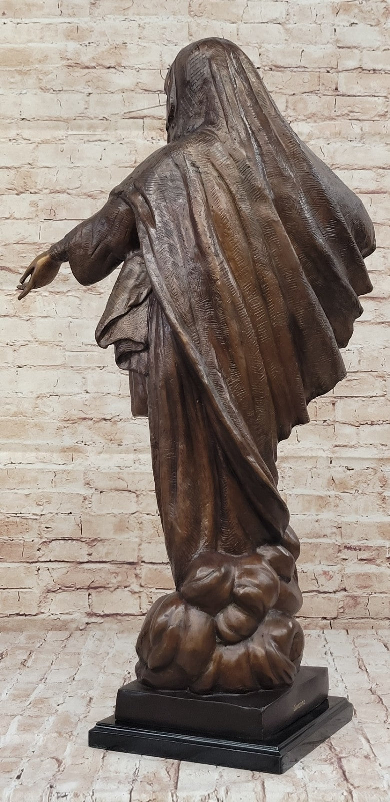 VINTAGE BRONZE ART NOUVEAU JESUS MARY CATHOLIC ICON HOT CAST SCULPTURE FIGURINE