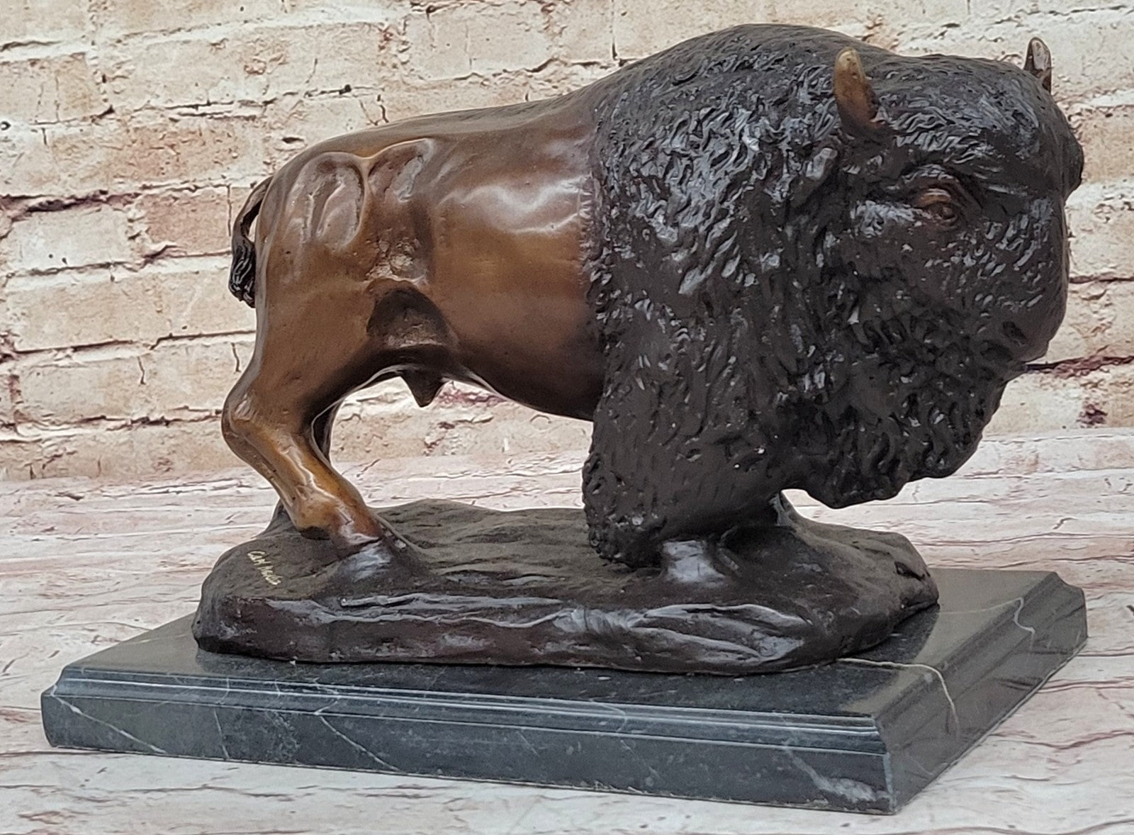 Fine Art Bison Boffola Sculpture by Carl Kauba - Genuine Bronze Sale