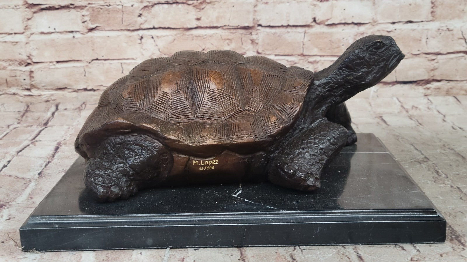 Vintage 100% Bronze Water Fountain Turtle Statue Garden Numbered Collectible ART