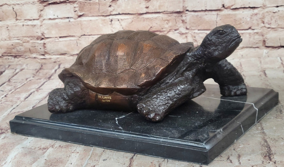 Vintage 100% Bronze Water Fountain Turtle Statue Garden Numbered Collectible ART