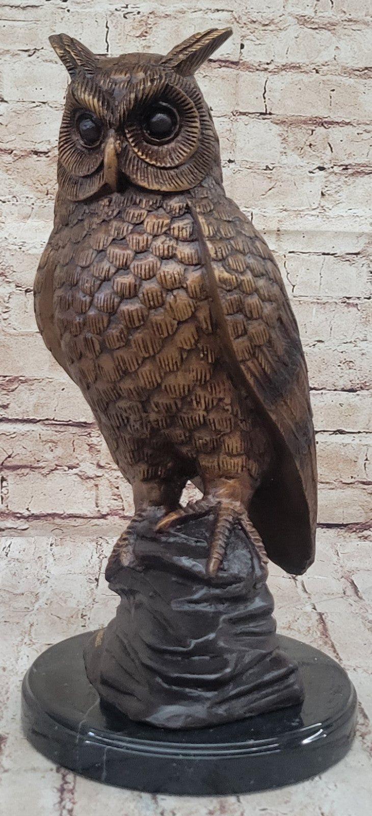 Large Bronze Owl Statue by Moigniez: Handcrafted Wildlife Bird Sculpture Statue