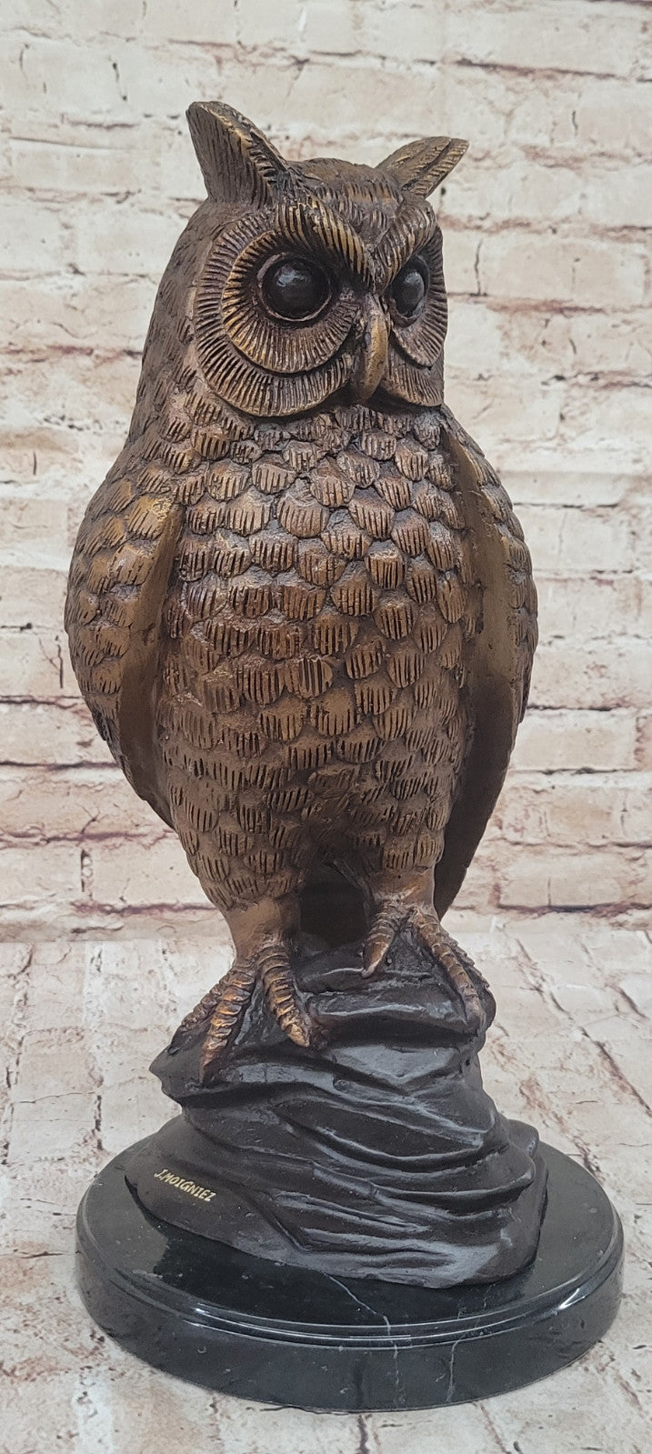 Large Bronze Owl Statue by Moigniez: Handcrafted Wildlife Bird Sculpture Statue